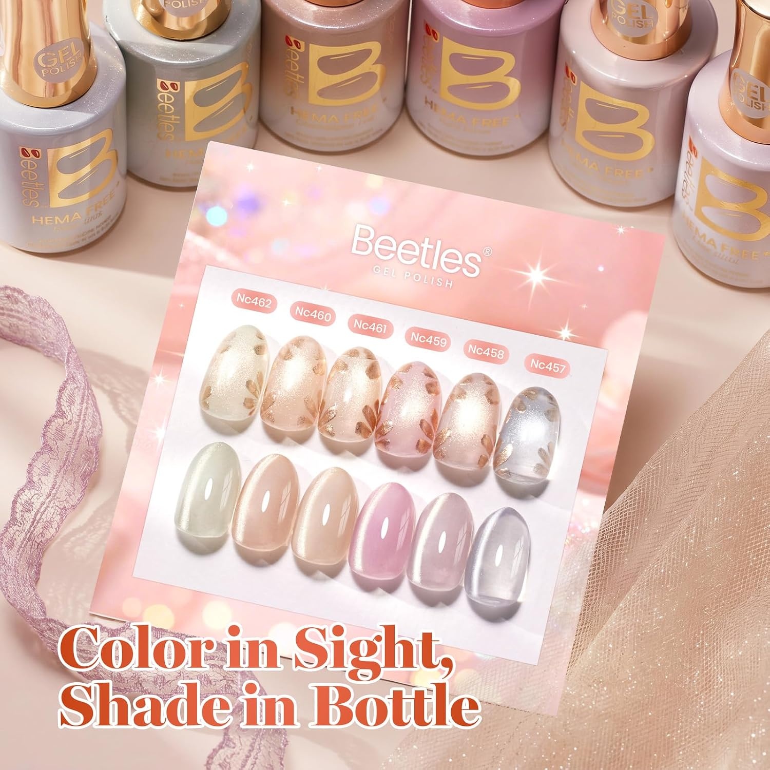 image:imageBeetles Fall Gel Polish Set Amber Season with Color Card 6 Colors Yellow Brown Gel Nail Polish Set 15ML Full Size Same Color Same Bottle LongLasting Soak Off UV Lamp Fall Nails ArtGlow Forge