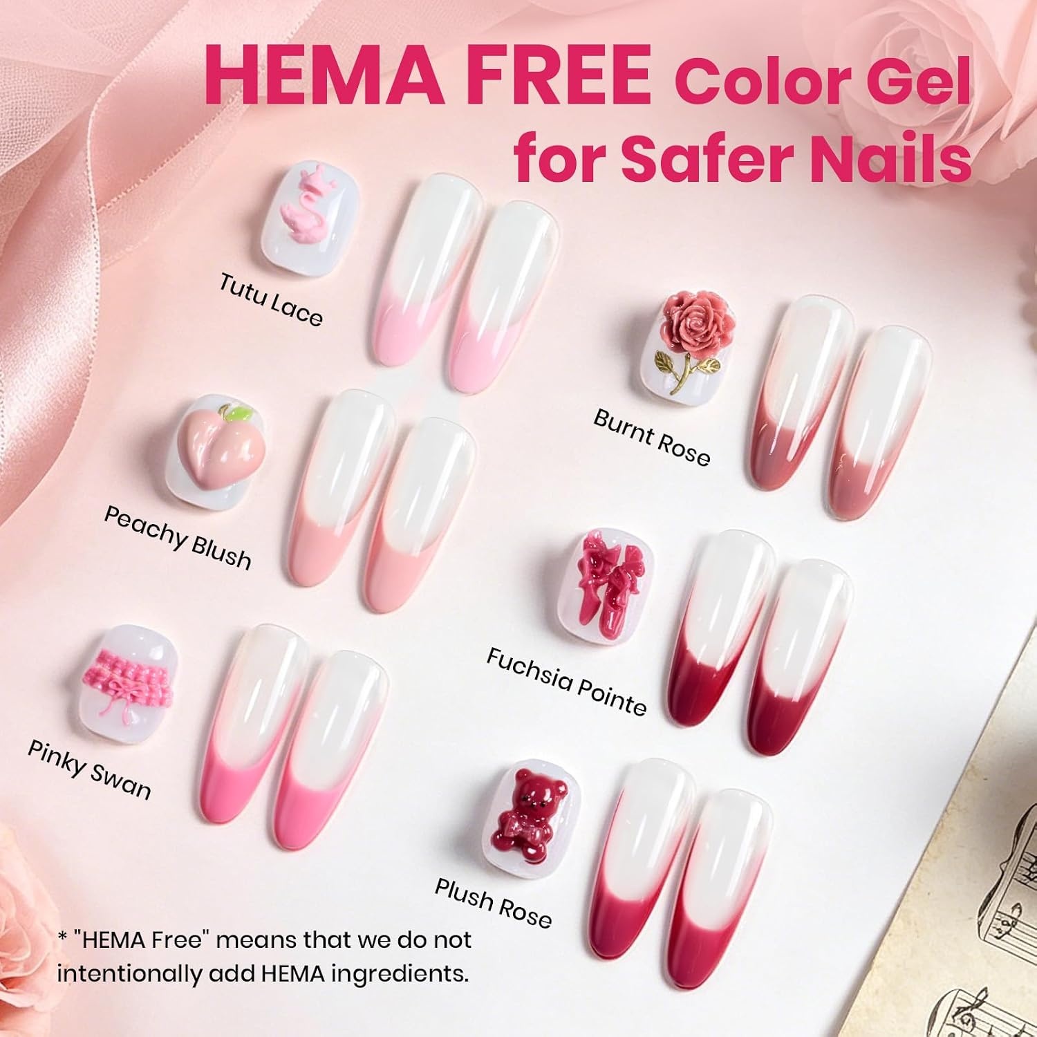 image:imageBeetles Fall Gel Polish Set  Amber Season with Color Card 6 Colors Yellow Brown Gel Nail Polish Set 15ML Full Size Same Color Same Bottle LongLasting Soak Off UV Lamp Fall Nails ArtBallet Rosa