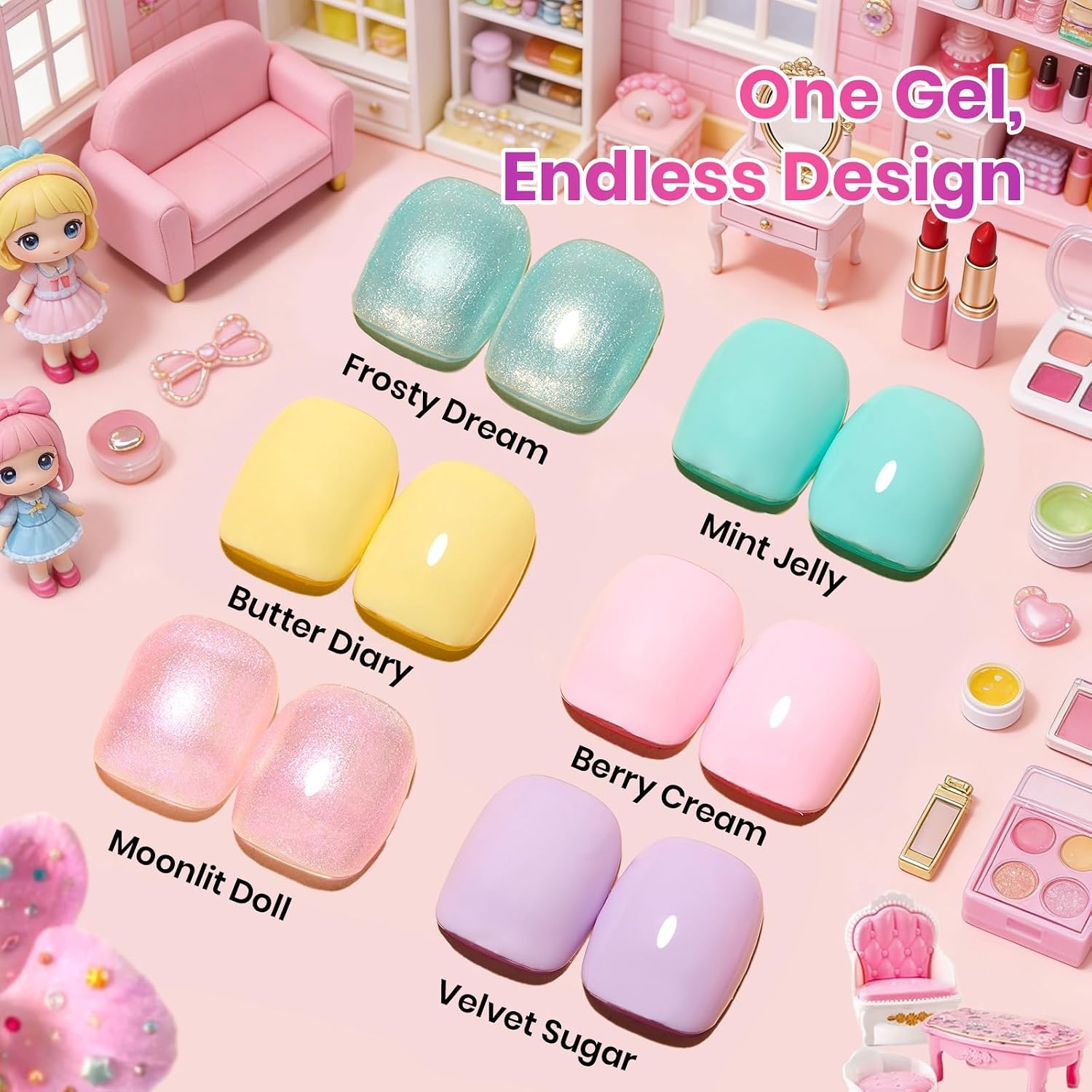 image:imageBeetles Fall Gel Polish Set Amber Season with Color Card 6 Colors Yellow Brown Gel Nail Polish Set 15ML Full Size Same Color Same Bottle LongLasting Soak Off UV Lamp Fall Nails ArtDreamy Dollhouse