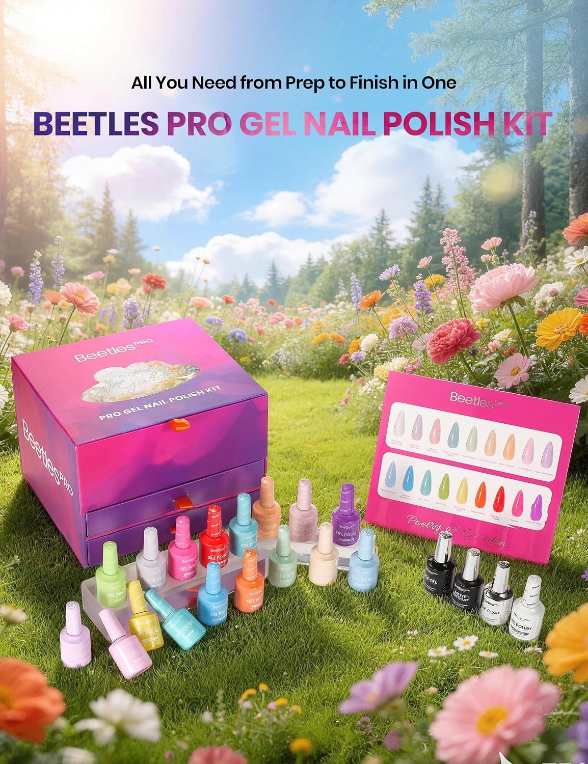 image:imageBeetles Fall Gel Polish Set Amber Season with Color Card 6 Colors Yellow Brown Gel Nail Polish Set 15ML Full Size Same Color Same Bottle LongLasting Soak Off UV Lamp Fall Nails ArtPoetry of Garden