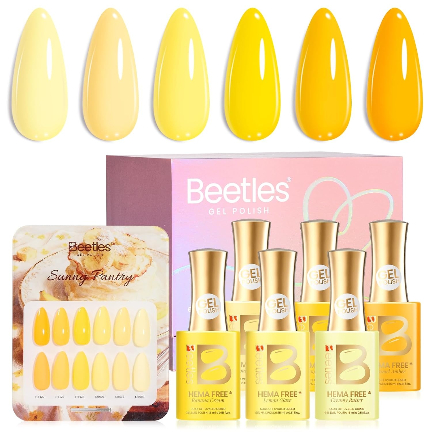 image:imageBeetles Fall Gel Polish Set Amber Season with Color Card 6 Colors Yellow Brown Gel Nail Polish Set 15ML Full Size Same Color Same Bottle LongLasting Soak Off UV Lamp Fall Nails Art0Sunny Pantry