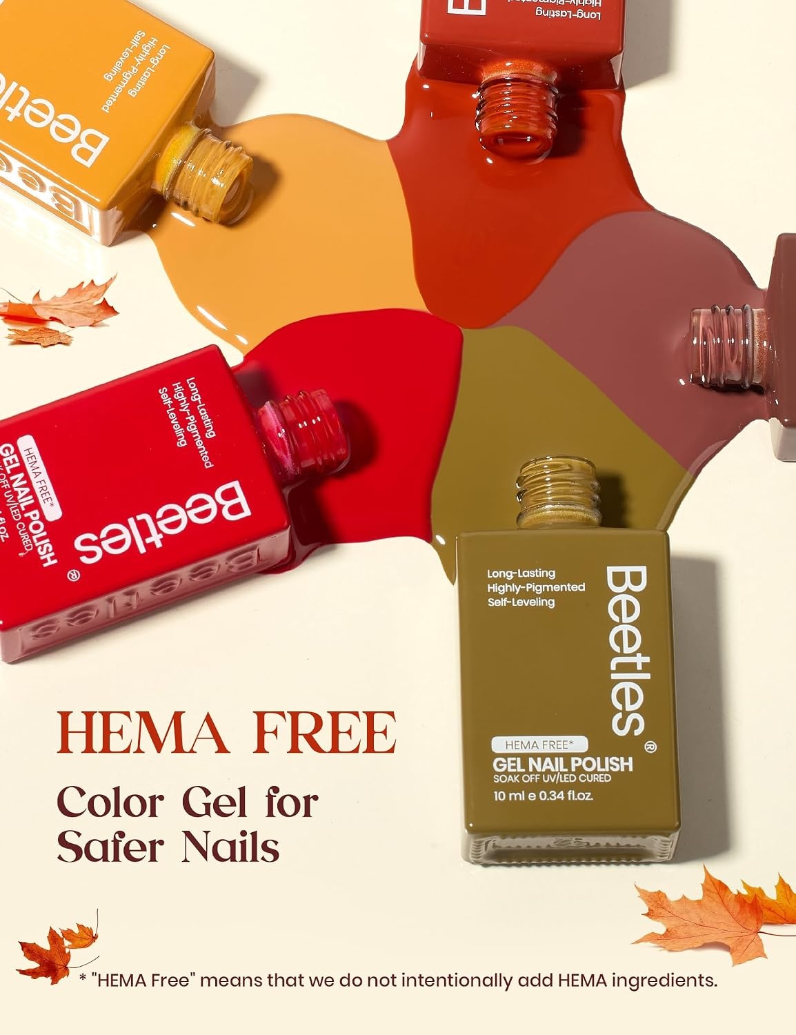 image:imageBeetles Fall Gel Polish Set Amber Season with Color Card 6 Colors Yellow Brown Gel Nail Polish Set 15ML Full Size Same Color Same Bottle LongLasting Soak Off UV Lamp Fall Nails ArtRetro Reverie
