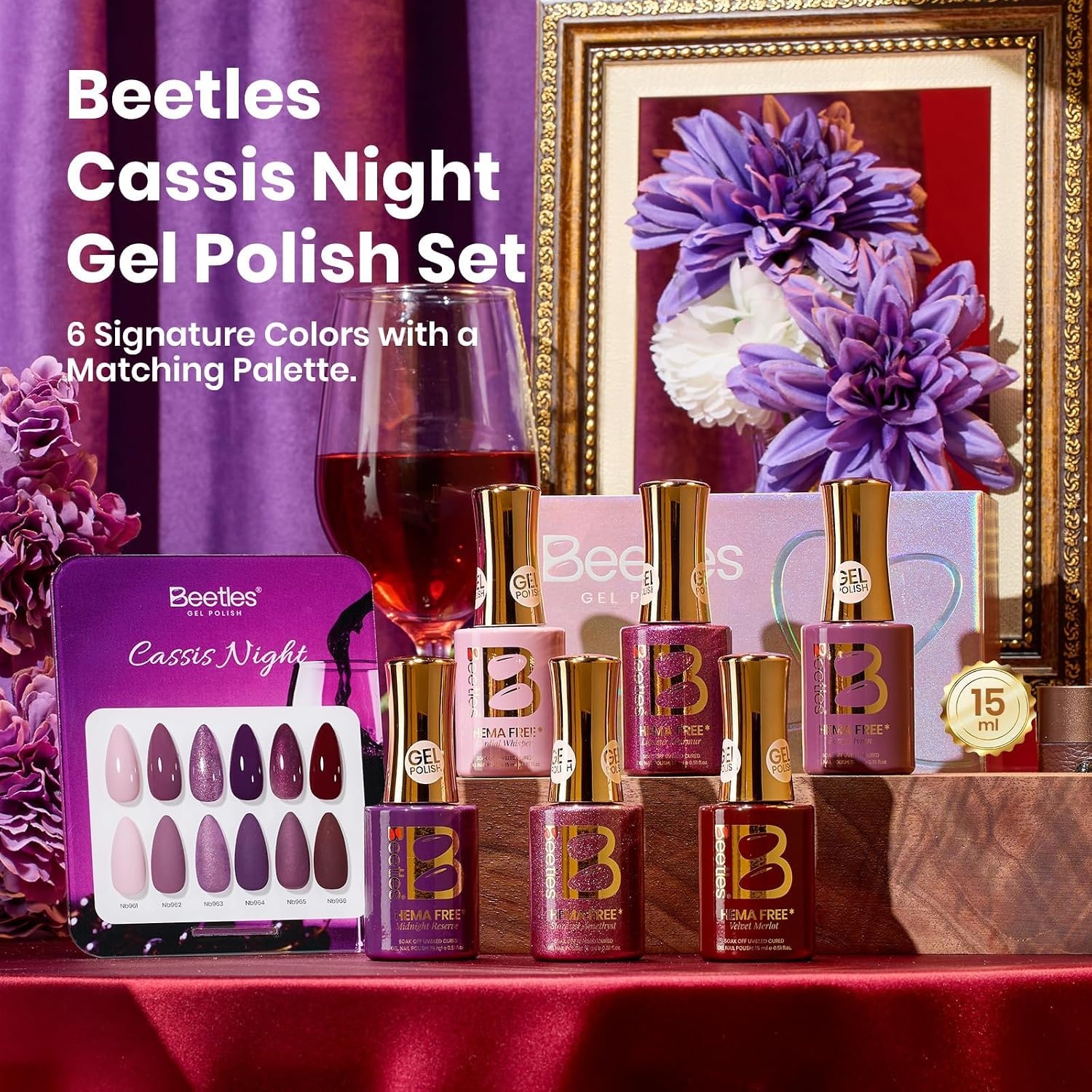 image:imageBeetles Fall Gel Polish Set Amber Season with Color Card 6 Colors Yellow Brown Gel Nail Polish Set 15ML Full Size Same Color Same Bottle LongLasting Soak Off UV Lamp Fall Nails ArtCassis Night