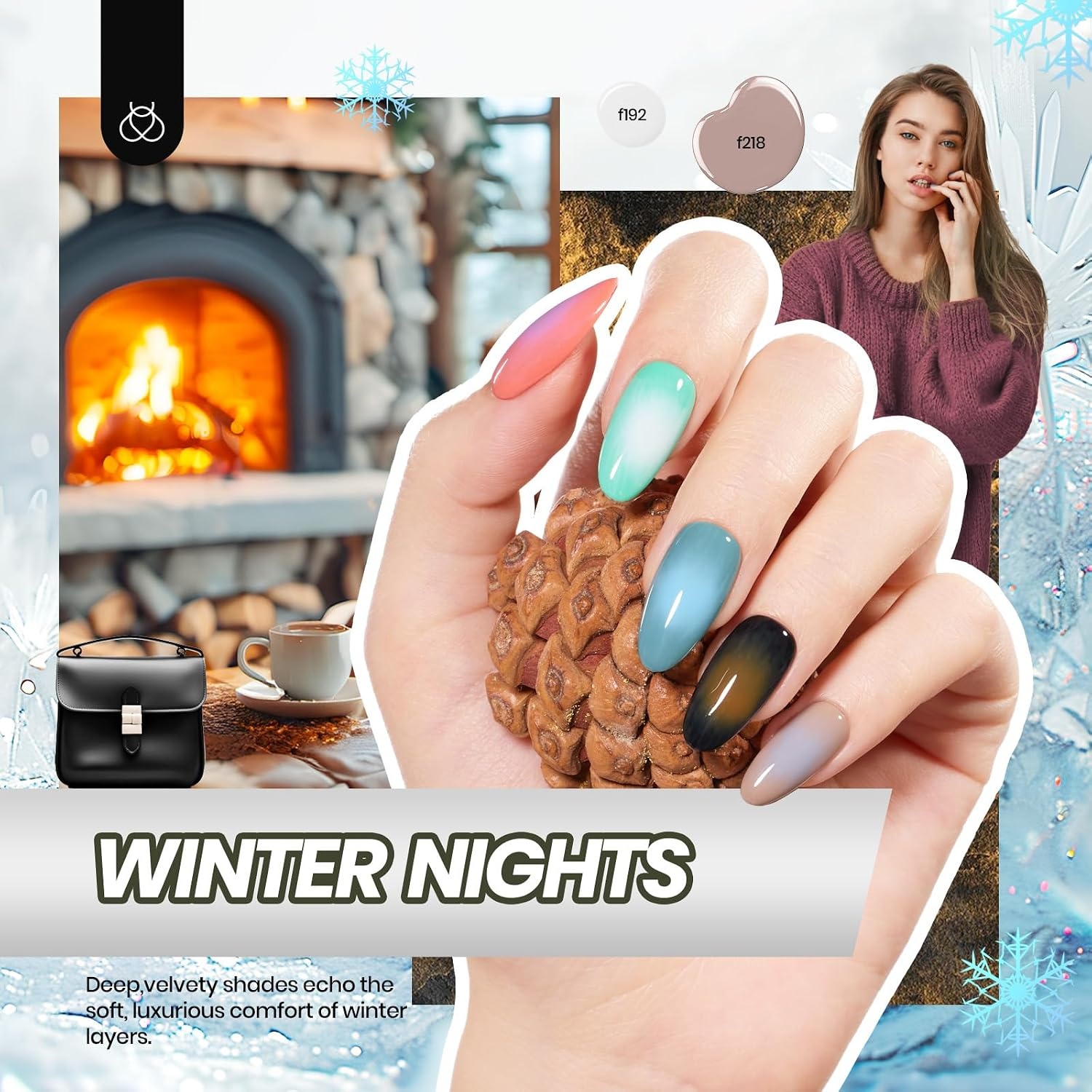 image:imageBeetles Fall Gel Polish Set Fall Passage Collection 25 Autumn Colors Burgundy Brown Orange Dark Gel Polish Base Glossy Matte Top Coat UV LED Soak Off Gifts for Women5Four Seasons Glow 54PCS 32 Colors