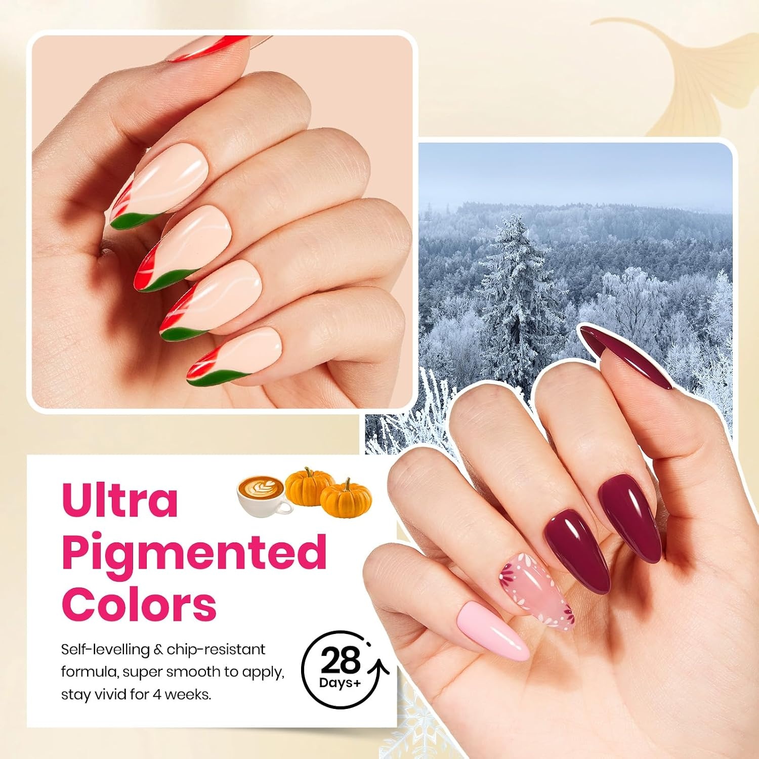 image:imageBeetles Fall Gel Polish Set Fall Passage Collection 25 Autumn Colors Burgundy Brown Orange Dark Gel Polish Base Glossy Matte Top Coat UV LED Soak Off Gifts for WomenCold Shoulder