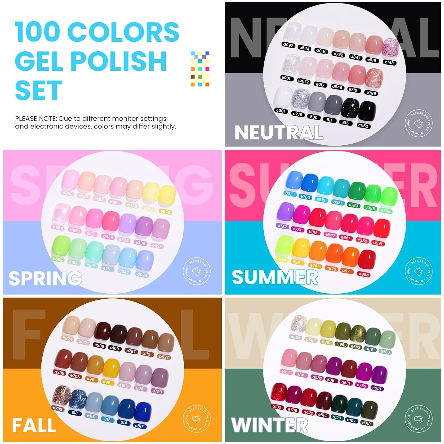 image:imageBeetles Fall Gel Polish Set Fall Passage Collection 25 Autumn Colors Burgundy Brown Orange Dark Gel Polish Base Glossy Matte Top Coat UV LED Soak Off Gifts for WomenInfinite Inspiration