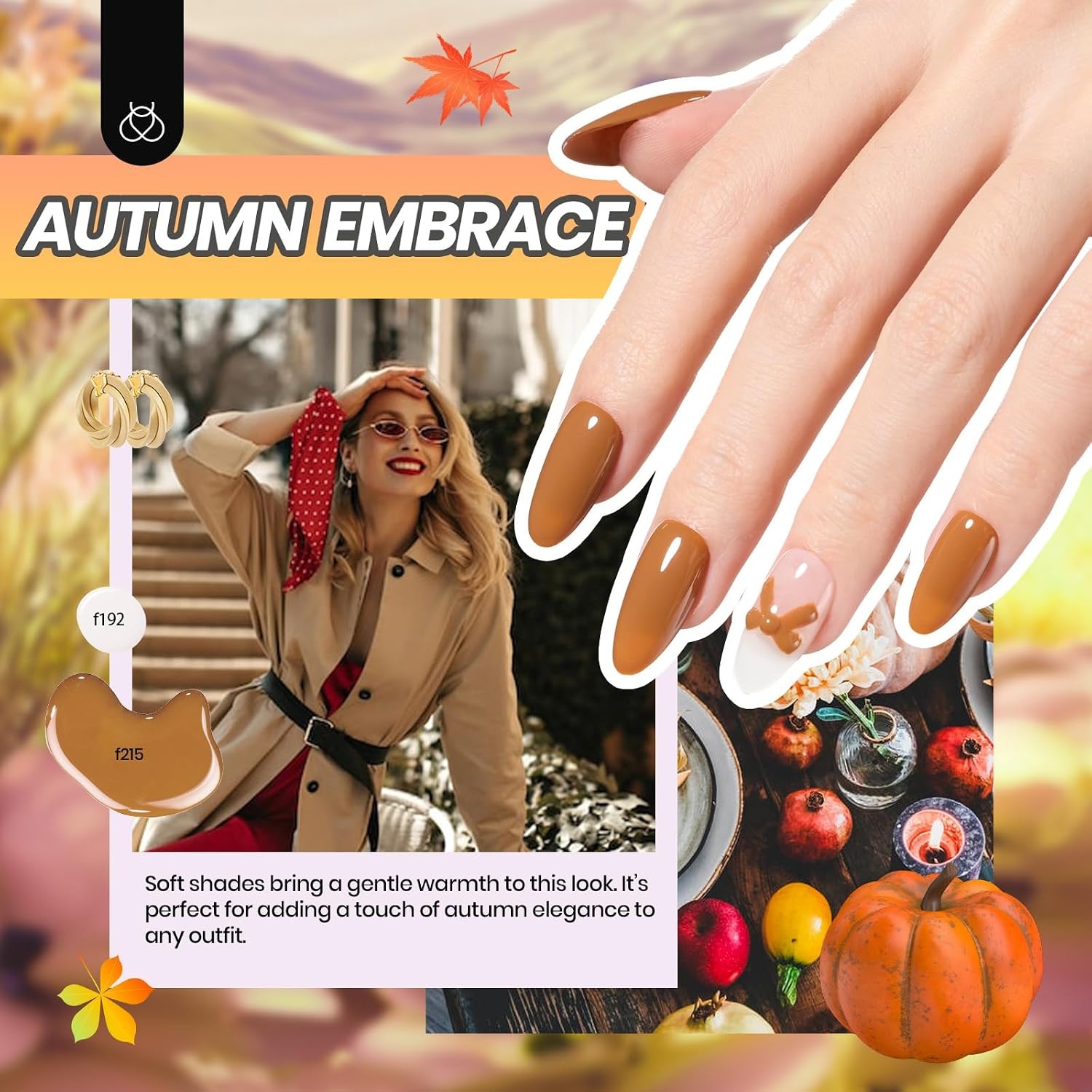 image:imageBeetles Fall Gel Polish Set Fall Passage Collection 25 Autumn Colors Burgundy Brown Orange Dark Gel Polish Base Glossy Matte Top Coat UV LED Soak Off Gifts for Women5Four Seasons Glow 54PCS 32 Colors