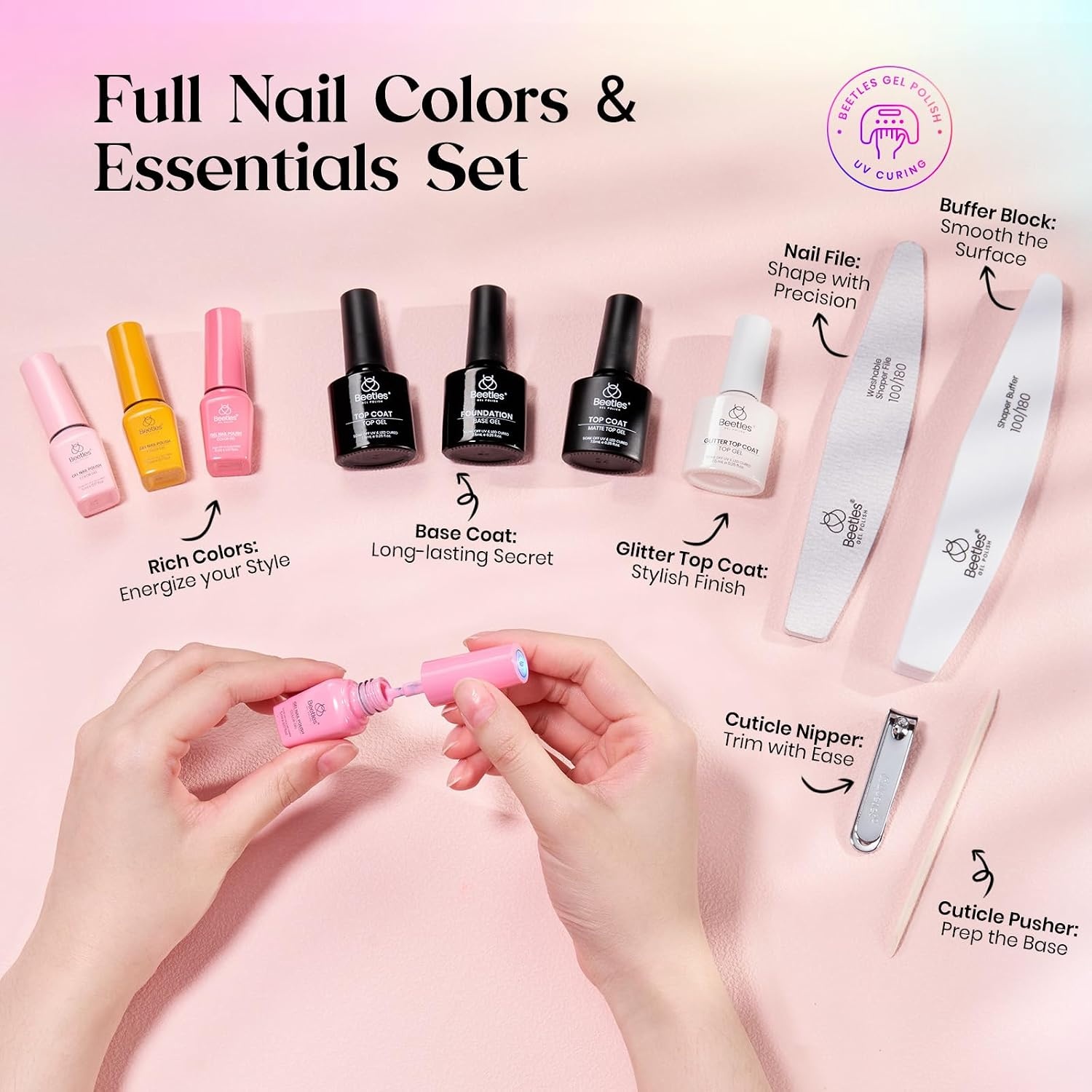image:imageBeetles Fall Gel Polish Set Fall Passage Collection 25 Autumn Colors Burgundy Brown Orange Dark Gel Polish Base Glossy Matte Top Coat UV LED Soak Off Gifts for WomenShifting Lights