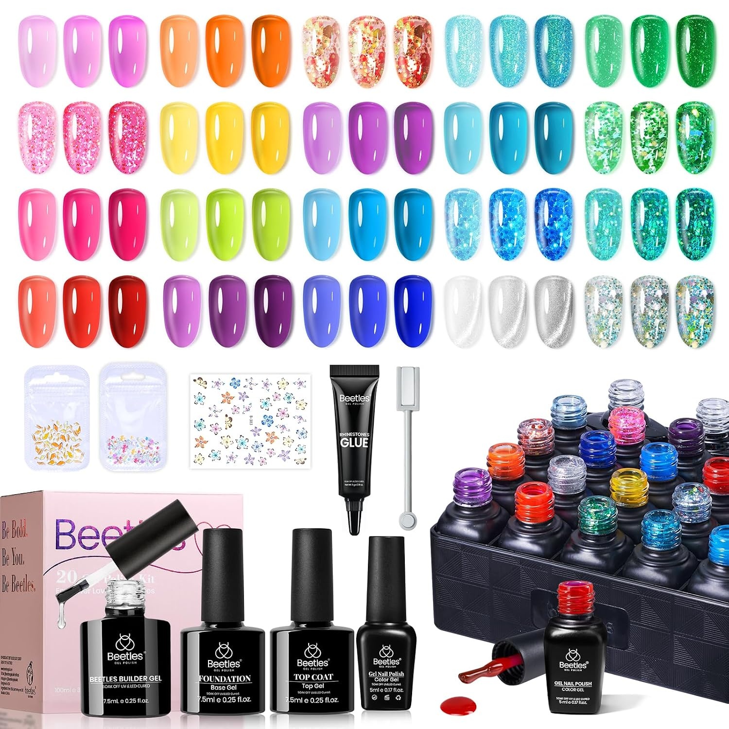 image:imageBeetles Fall Gel Polish Set Fall Passage Collection 25 Autumn Colors Burgundy Brown Orange Dark Gel Polish Base Glossy Matte Top Coat UV LED Soak Off Gifts for WomenSunbeam Jelly