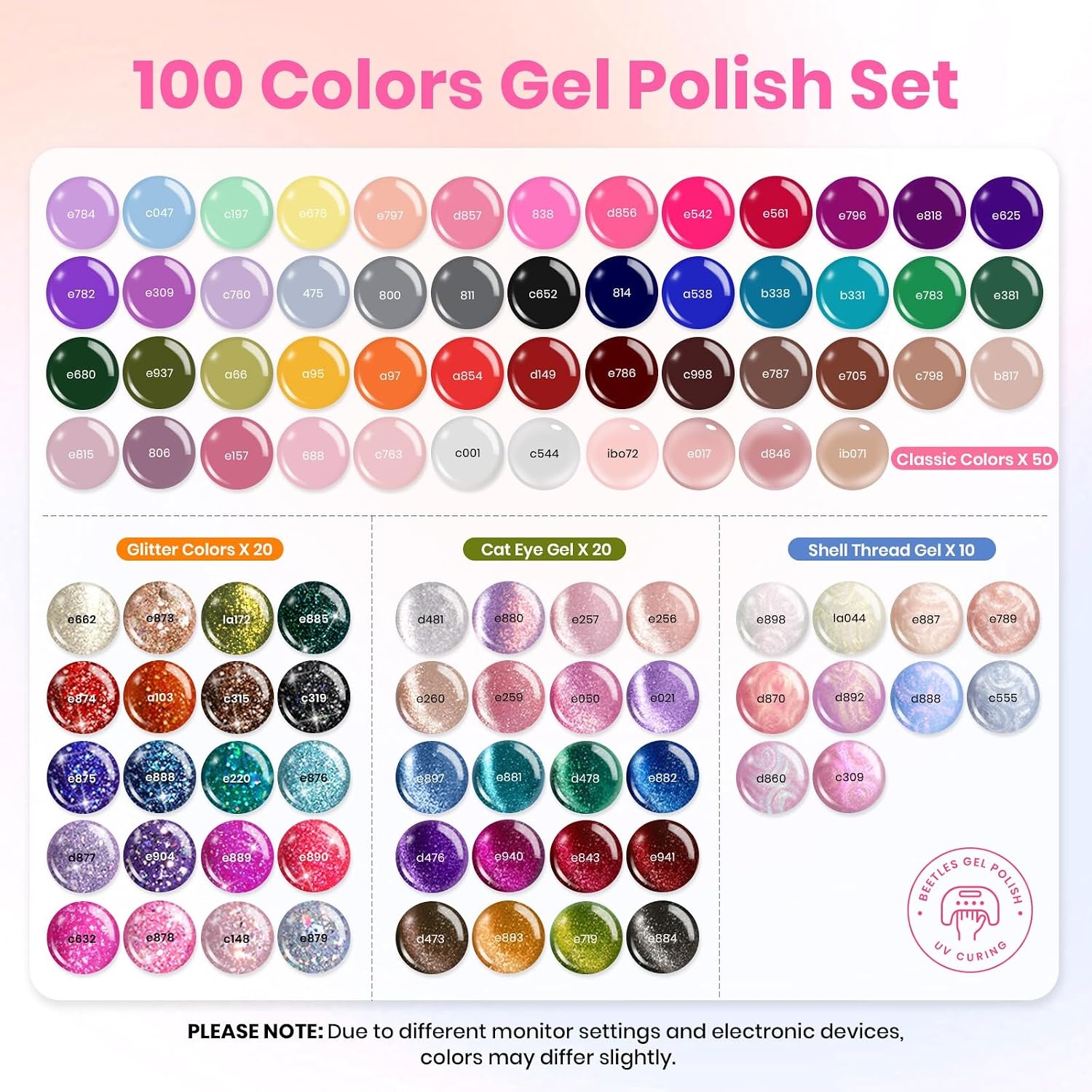 image:imageBeetles Fall Gel Polish Set Fall Passage Collection 25 Autumn Colors Burgundy Brown Orange Dark Gel Polish Base Glossy Matte Top Coat UV LED Soak Off Gifts for Women100 colors all season gel polish set