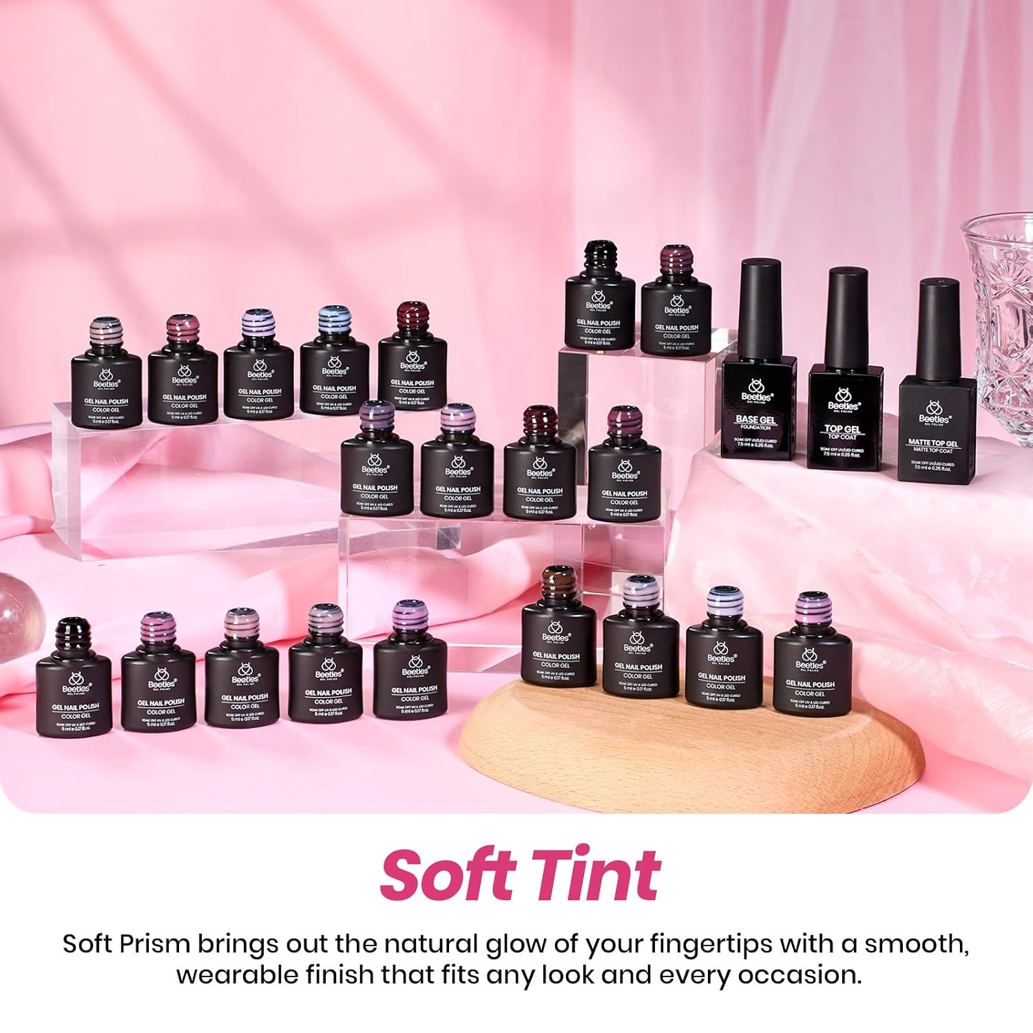 image:imageBeetles Fall Gel Polish Set Fall Passage Collection 25 Autumn Colors Burgundy Brown Orange Dark Gel Polish Base Glossy Matte Top Coat UV LED Soak Off Gifts for Women000Soft Tint