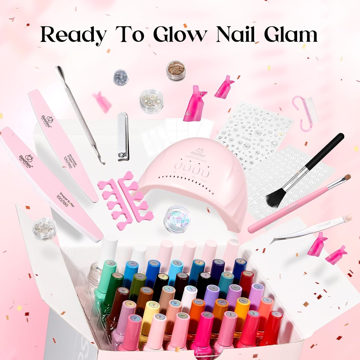 image:imageBeetles Fall Gel Polish Set Fall Passage Collection 25 Autumn Colors Burgundy Brown Orange Dark Gel Polish Base Glossy Matte Top Coat UV LED Soak Off Gifts for Women7Mood Mosaic 68PCS 35 Colors