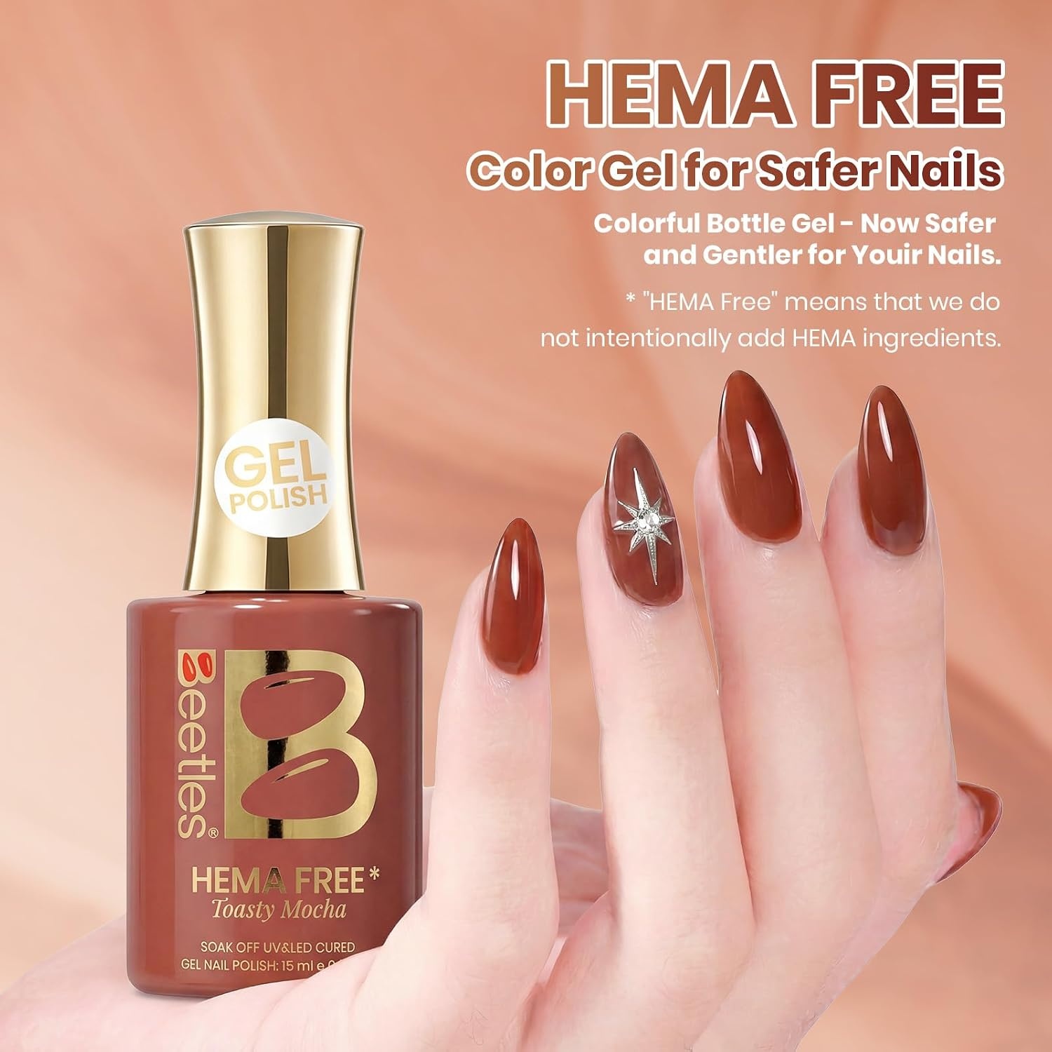 image:imageBeetles Nude Gel Nail Polish Cinnamon Black Tea 15ML Neutral Jelly Warm Nude Pink Nail Polish Base Color Nail Concealer Sheer Translucent Effect Soak Off UV French Nail Art Salon DIY Manicure GiftI Creme Brown Toasty Mocha