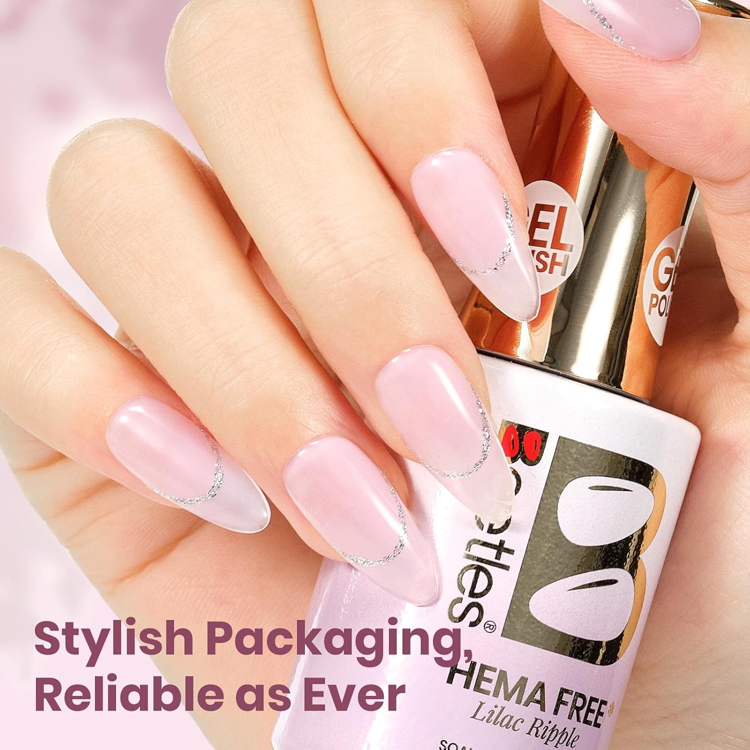 image:imageBeetles Nude Gel Nail Polish Cinnamon Black Tea 15ML Neutral Jelly Warm Nude Pink Nail Polish Base Color Nail Concealer Sheer Translucent Effect Soak Off UV French Nail Art Salon DIY Manicure GiftJ Sheer Purple Lilac Ripple