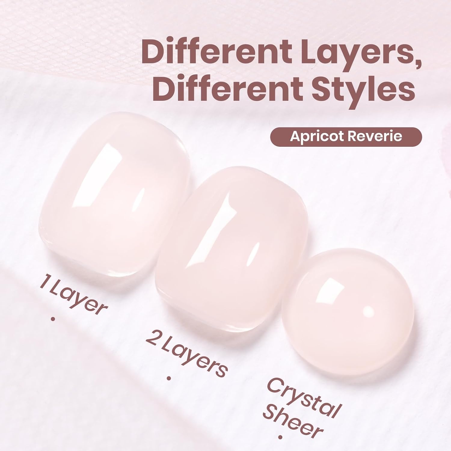 image:imageBeetles Nude Gel Nail Polish Cinnamon Black Tea 15ML Neutral Jelly Warm Nude Pink Nail Polish Base Color Nail Concealer Sheer Translucent Effect Soak Off UV French Nail Art Salon DIY Manicure GiftE Sheer Nude Apricot Reverie