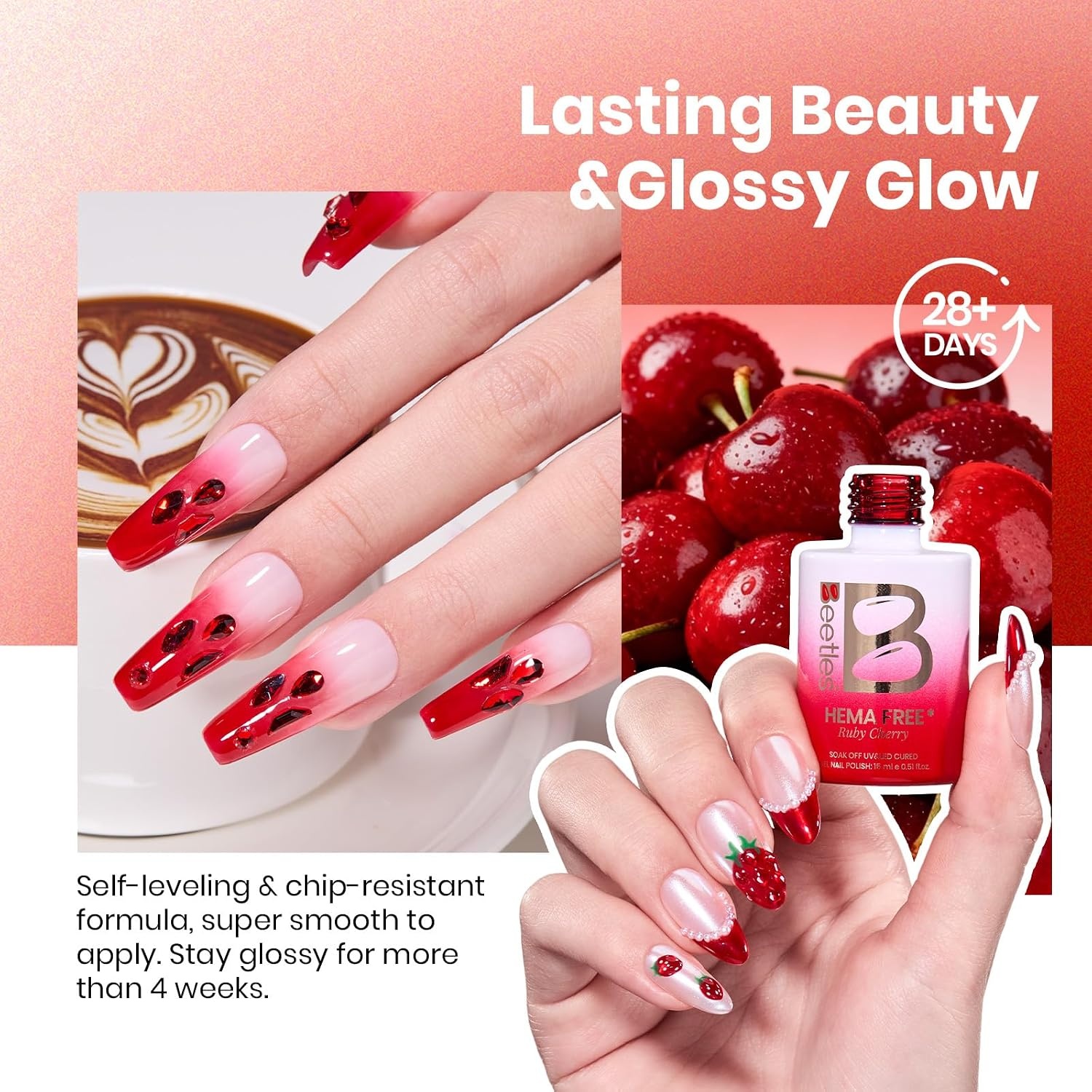 image:imageBeetles Nude Gel Nail Polish Cinnamon Black Tea 15ML Neutral Jelly Warm Nude Pink Nail Polish Base Color Nail Concealer Sheer Translucent Effect Soak Off UV French Nail Art Salon DIY Manicure GiftC Sheer Red Ruby Cherry
