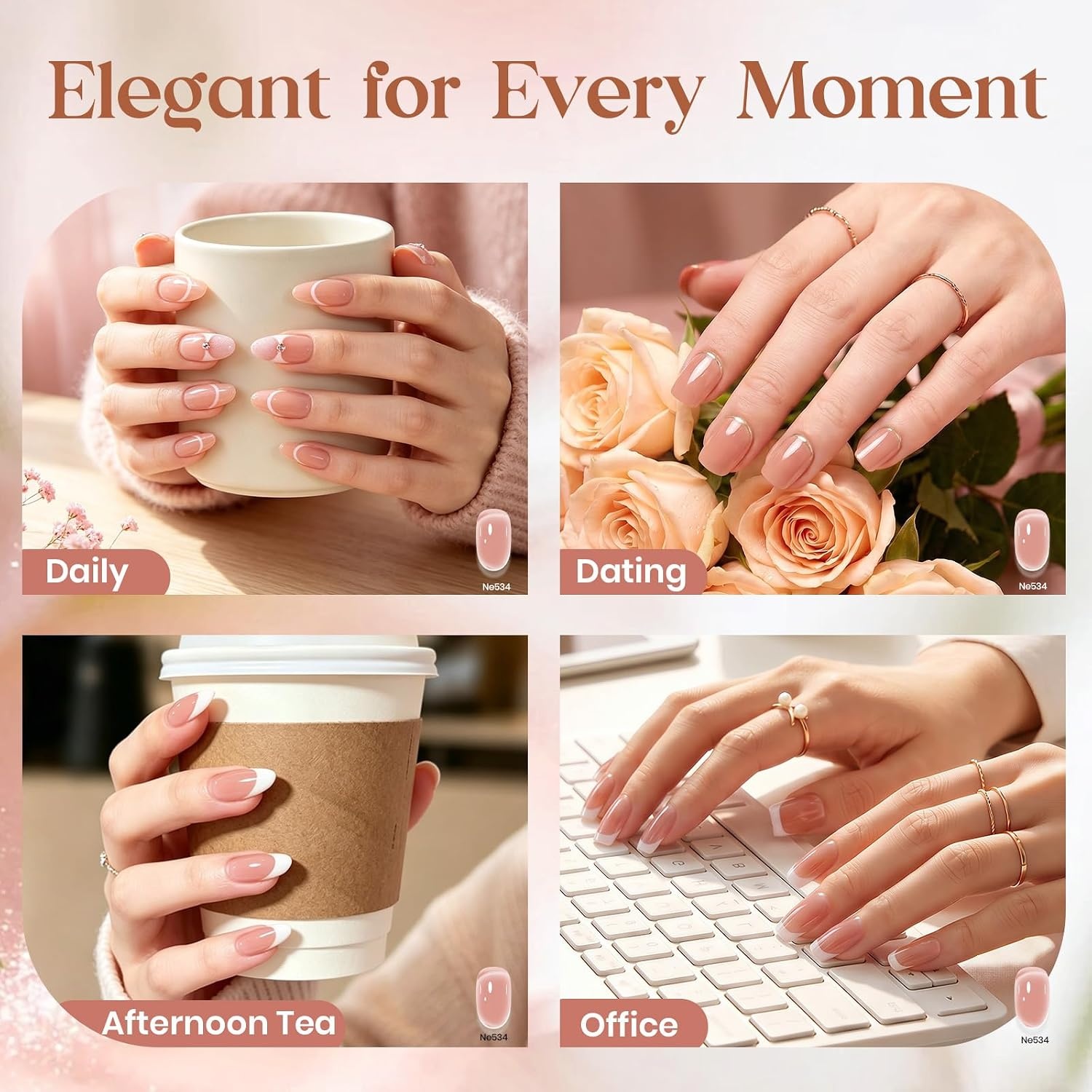 image:imageBeetles Nude Gel Nail Polish Cinnamon Black Tea 15ML Neutral Jelly Warm Nude Pink Nail Polish Base Color Nail Concealer Sheer Translucent Effect Soak Off UV French Nail Art Salon DIY Manicure GiftE Creme Nude Cinnamon Black Tea