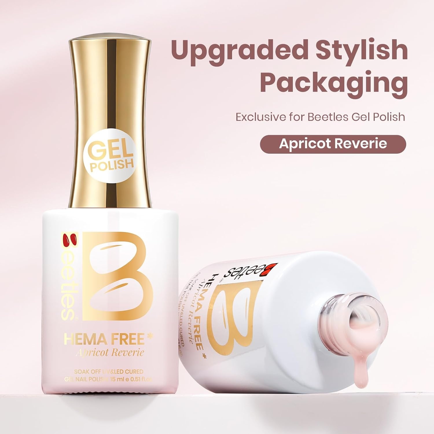 image:imageBeetles Nude Gel Nail Polish Cinnamon Black Tea 15ML Neutral Jelly Warm Nude Pink Nail Polish Base Color Nail Concealer Sheer Translucent Effect Soak Off UV French Nail Art Salon DIY Manicure GiftE Sheer Nude Apricot Reverie