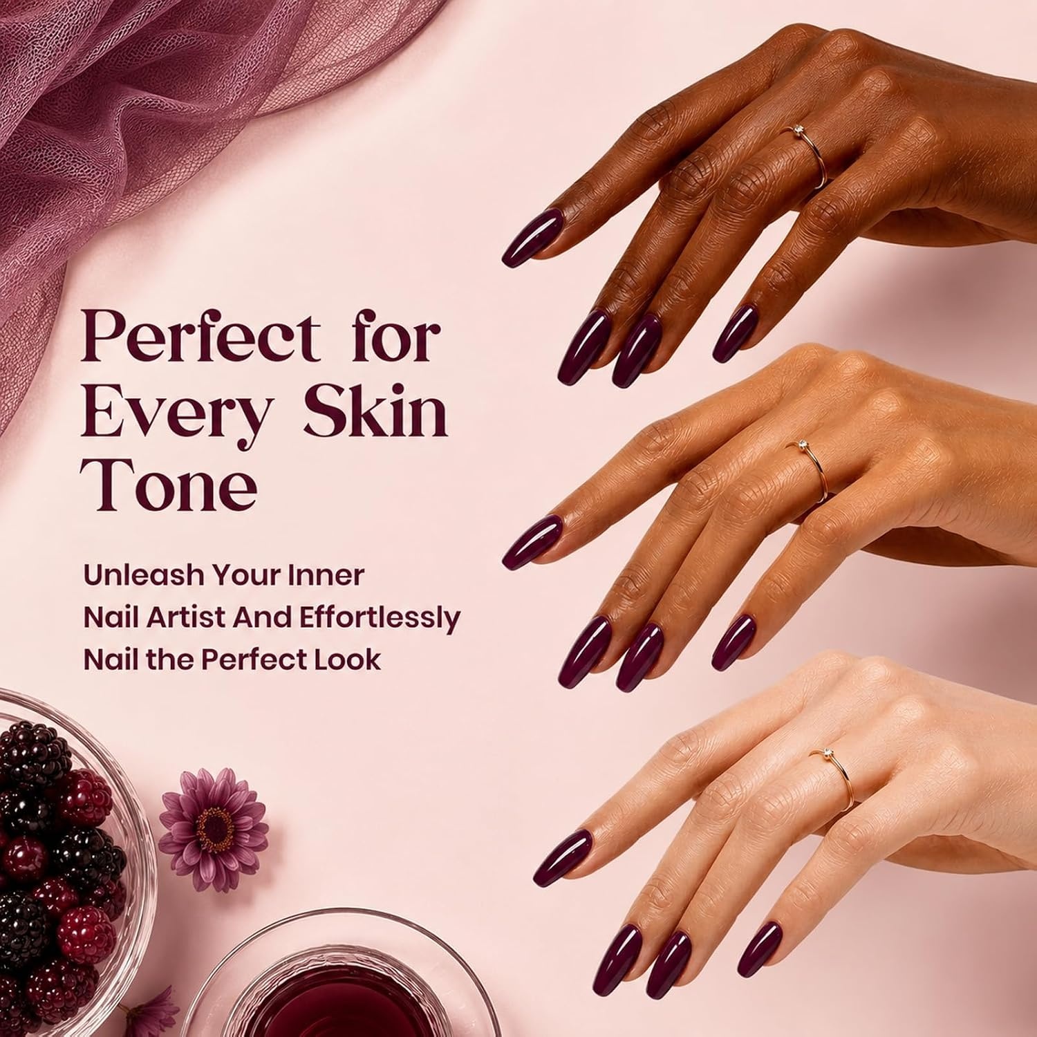image:imageBeetles Nude Gel Nail Polish Cinnamon Black Tea 15ML Neutral Jelly Warm Nude Pink Nail Polish Base Color Nail Concealer Sheer Translucent Effect Soak Off UV French Nail Art Salon DIY Manicure GiftJ Sheer Purple Blackberry Wine