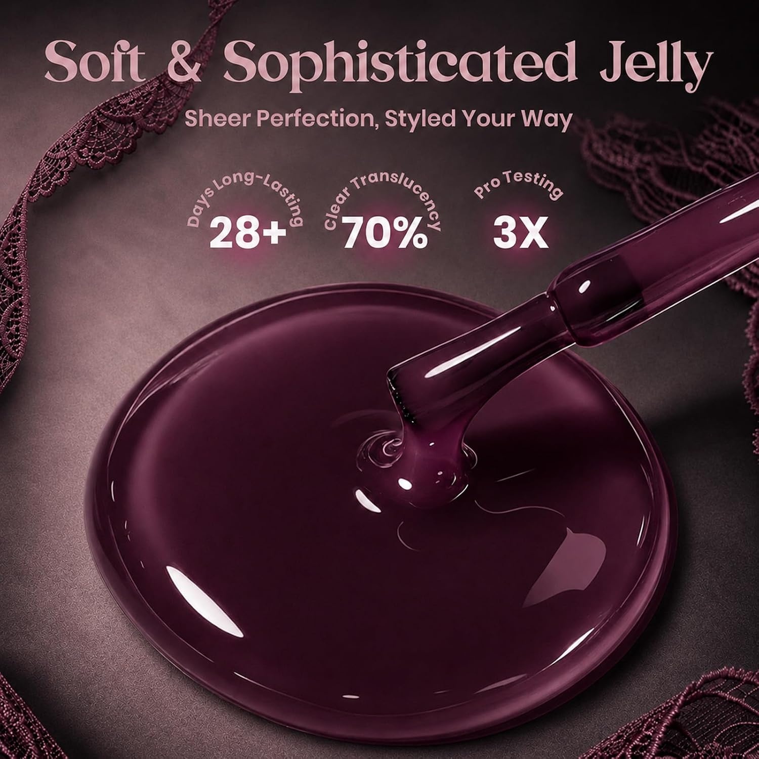 image:imageBeetles Nude Gel Nail Polish Cinnamon Black Tea 15ML Neutral Jelly Warm Nude Pink Nail Polish Base Color Nail Concealer Sheer Translucent Effect Soak Off UV French Nail Art Salon DIY Manicure GiftJ Sheer Purple Blackberry Wine