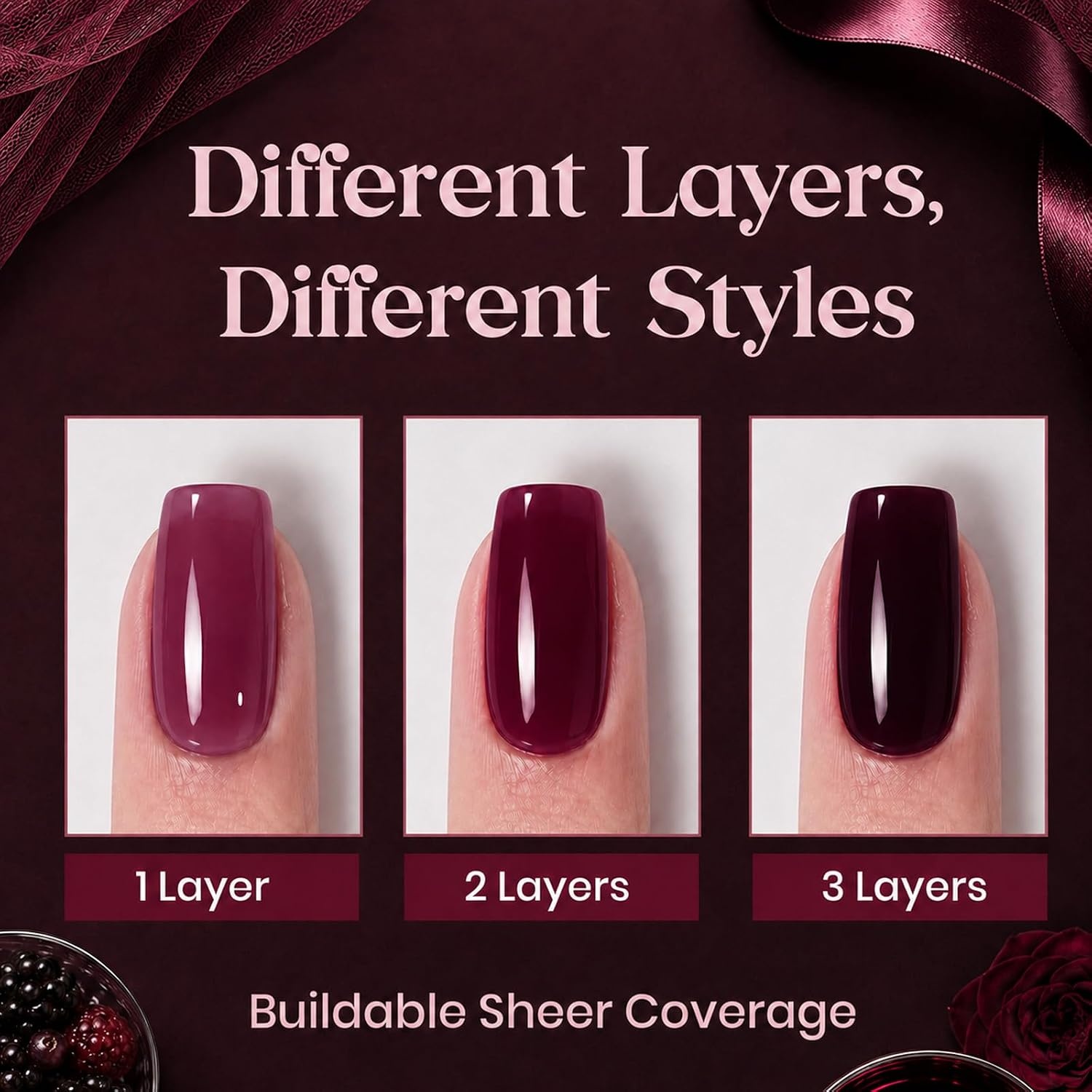 image:imageBeetles Nude Gel Nail Polish Cinnamon Black Tea 15ML Neutral Jelly Warm Nude Pink Nail Polish Base Color Nail Concealer Sheer Translucent Effect Soak Off UV French Nail Art Salon DIY Manicure GiftJ Sheer Purple Blackberry Wine