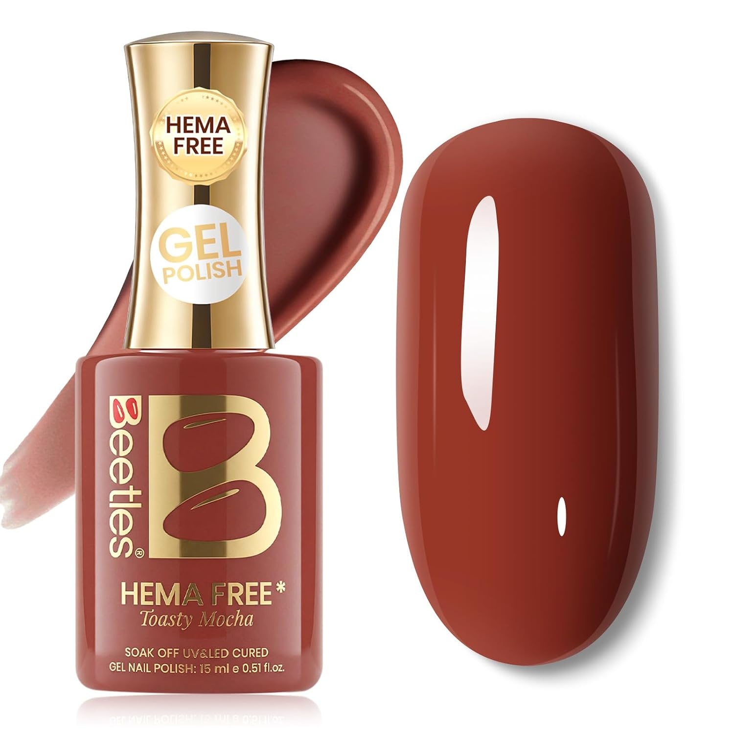 image:imageBeetles Nude Gel Nail Polish Cinnamon Black Tea 15ML Neutral Jelly Warm Nude Pink Nail Polish Base Color Nail Concealer Sheer Translucent Effect Soak Off UV French Nail Art Salon DIY Manicure GiftI Creme Brown Toasty Mocha