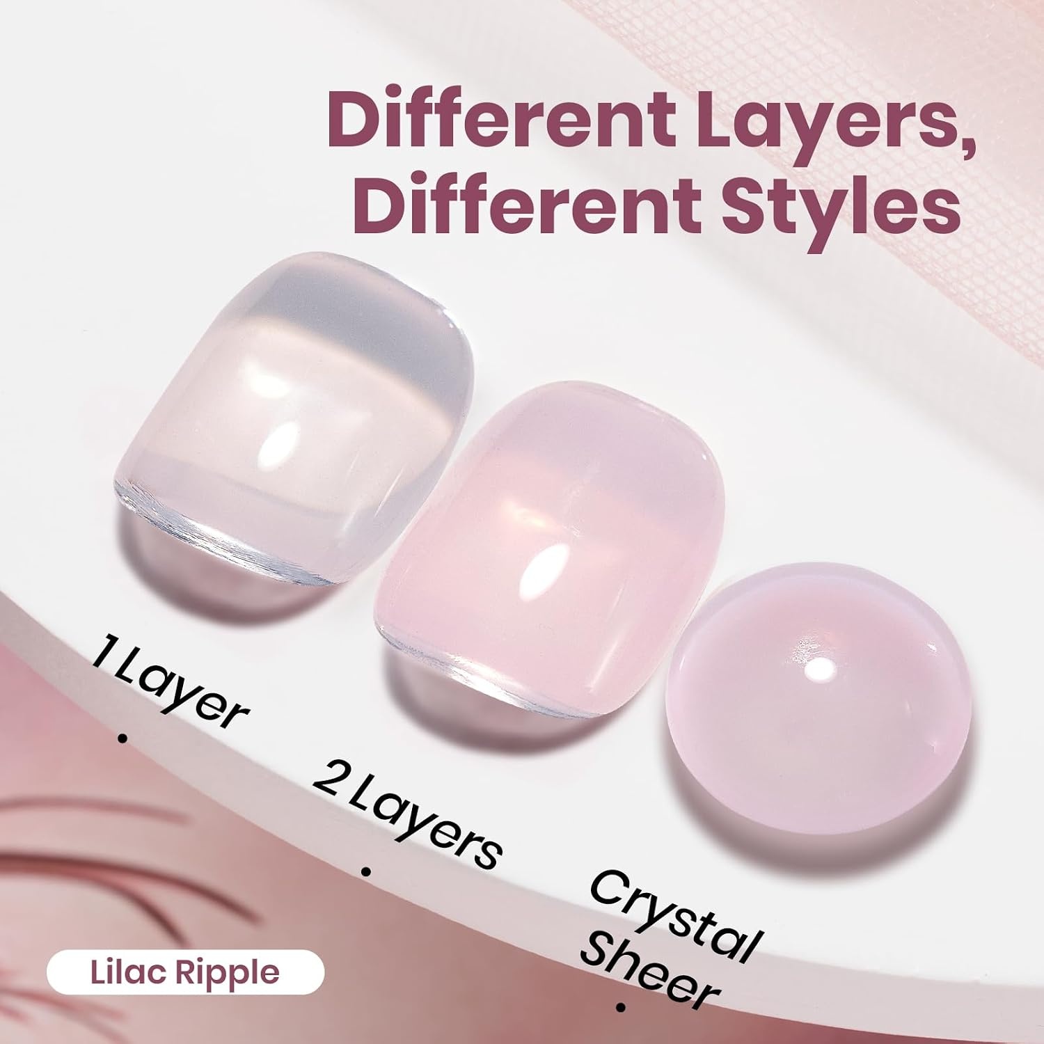 image:imageBeetles Nude Gel Nail Polish Cinnamon Black Tea 15ML Neutral Jelly Warm Nude Pink Nail Polish Base Color Nail Concealer Sheer Translucent Effect Soak Off UV French Nail Art Salon DIY Manicure GiftJ Sheer Purple Lilac Ripple