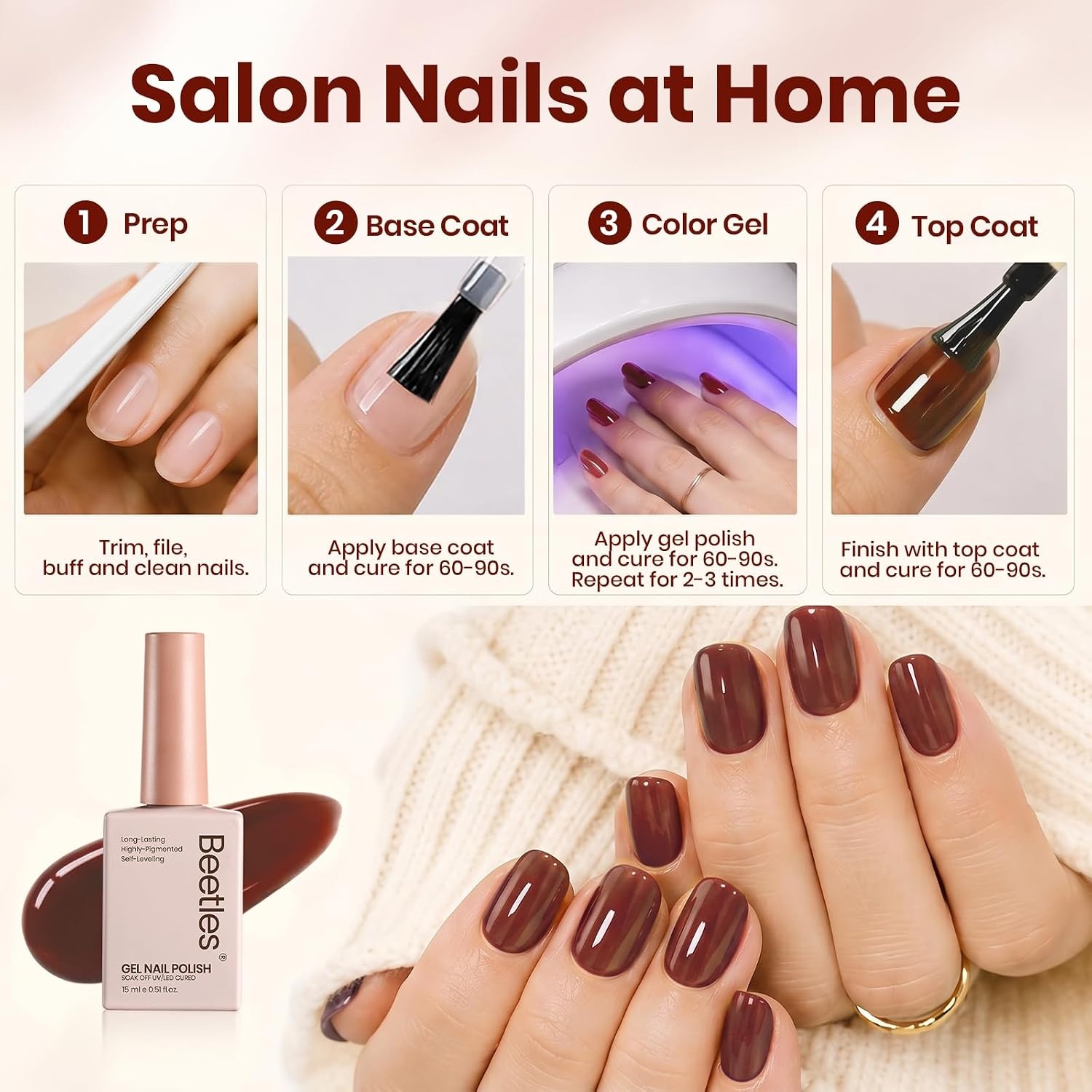 image:imageBeetles Purple Gel Nail Polish Fig Jelly 15ML Deep Purple Jelly Gel Polish Sheer Translucent Nail Polish Soak Off UV French Nail Art Salon DIY at Home Manicure Gift for WomenA Sheer Brown Red Brick Rose