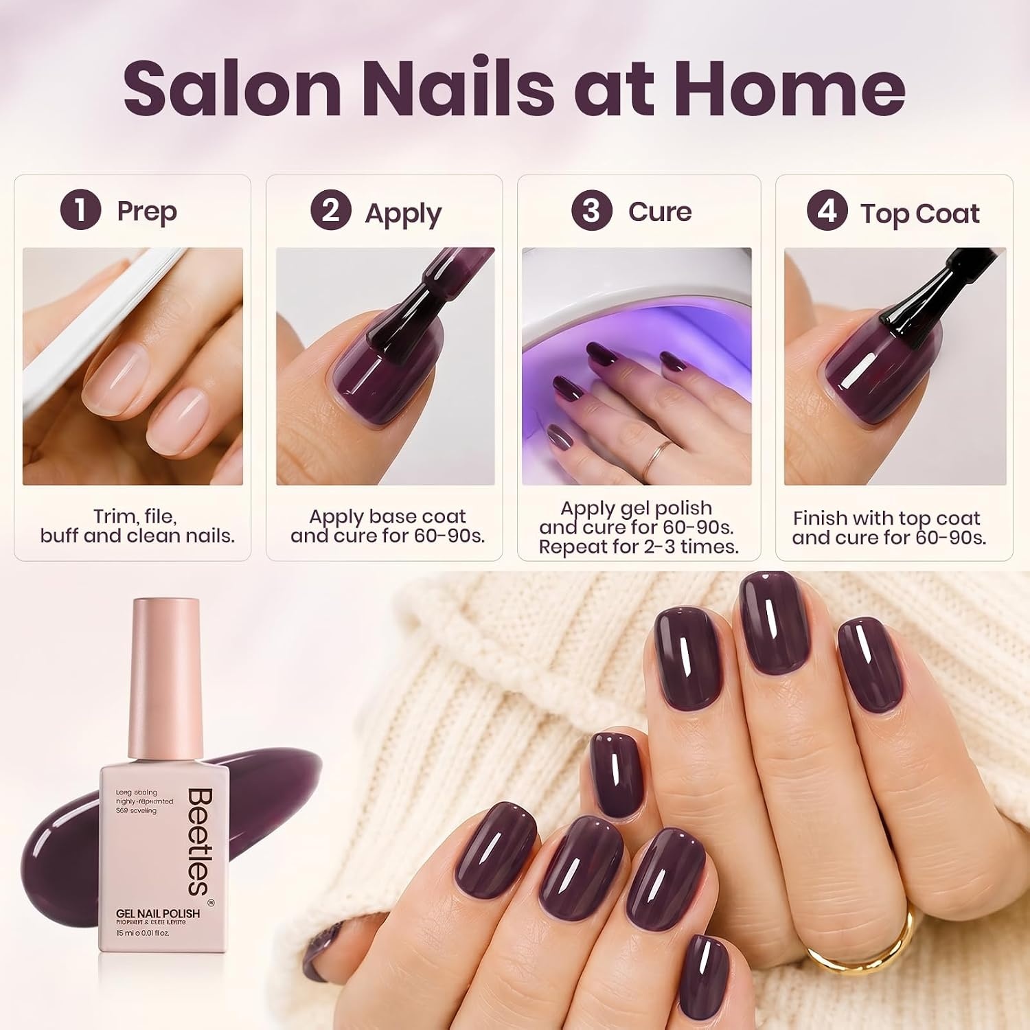 image:imageBeetles Purple Gel Nail Polish Fig Jelly 15ML Deep Purple Jelly Gel Polish Sheer Translucent Nail Polish Soak Off UV French Nail Art Salon DIY at Home Manicure Gift for WomenA Sheer Deep Purple Fig Jelly