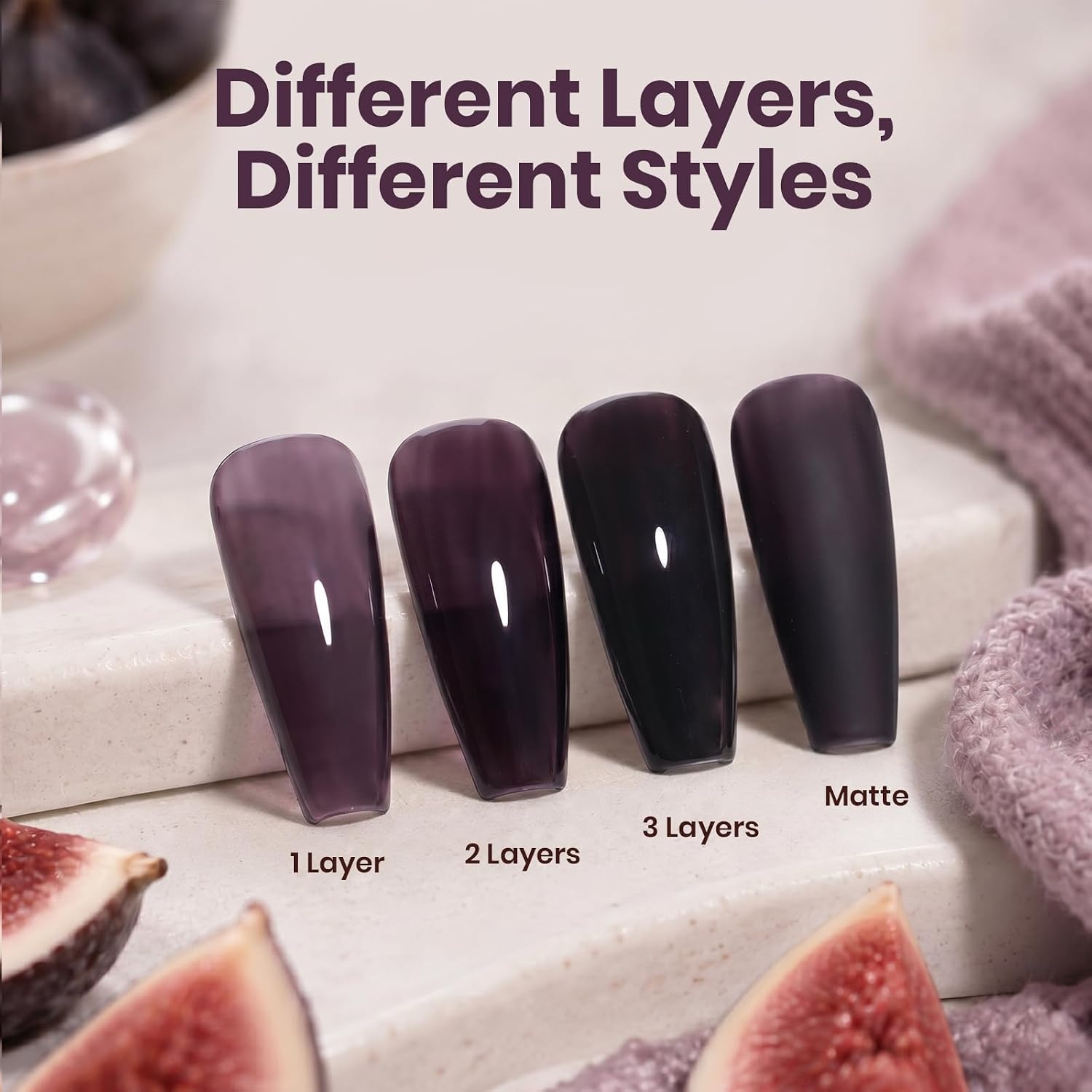 image:imageBeetles Purple Gel Nail Polish Fig Jelly 15ML Deep Purple Jelly Gel Polish Sheer Translucent Nail Polish Soak Off UV French Nail Art Salon DIY at Home Manicure Gift for WomenA Sheer Deep Purple Fig Jelly
