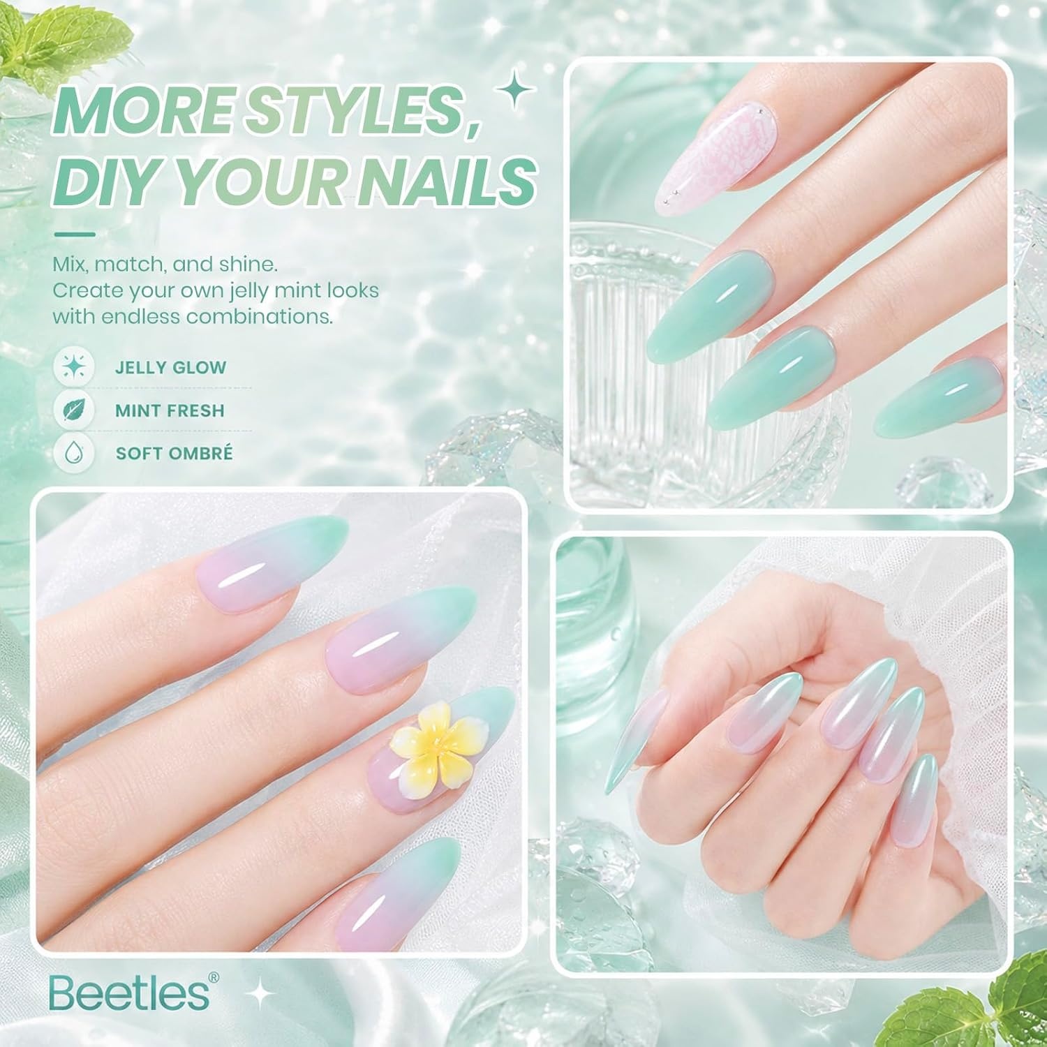 image:imageBeetles Purple Gel Nail Polish Fig Jelly 15ML Deep Purple Jelly Gel Polish Sheer Translucent Nail Polish Soak Off UV French Nail Art Salon DIY at Home Manicure Gift for WomenD Sheer Mint Green Mint Mambo