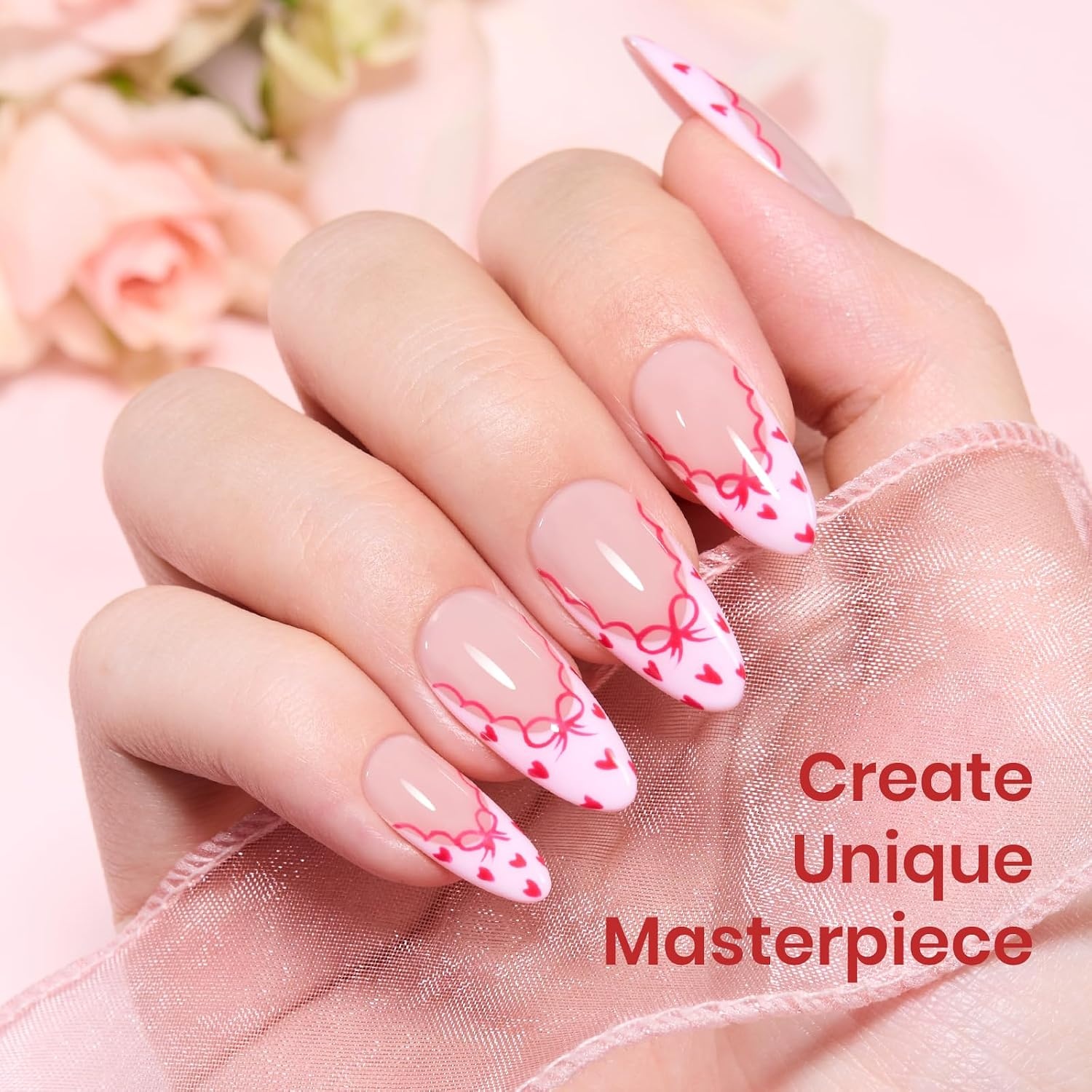 image:imageBeetles Red Gel Nail Polish Set Ruby Hour 6 Colors Jelly Gel Polish Kit Fall Gel Nail Kit Burgundy Wine Red Cherry Brown Sheer Translucent Effect Soak Off UV Salon DIY Gift for Women0Fall in Love Pink