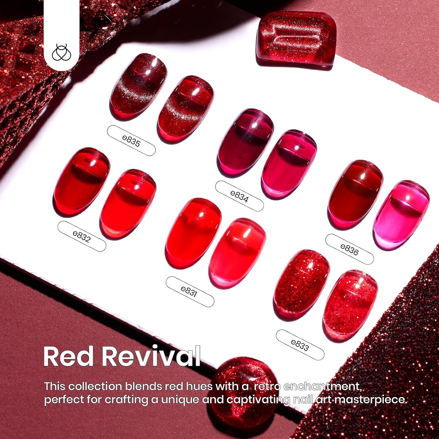 image:imageBeetles Red Gel Nail Polish Set Ruby Hour 6 Colors Jelly Gel Polish Kit Fall Gel Nail Kit Burgundy Wine Red Cherry Brown Sheer Translucent Effect Soak Off UV Salon DIY Gift for Women00Red Revival