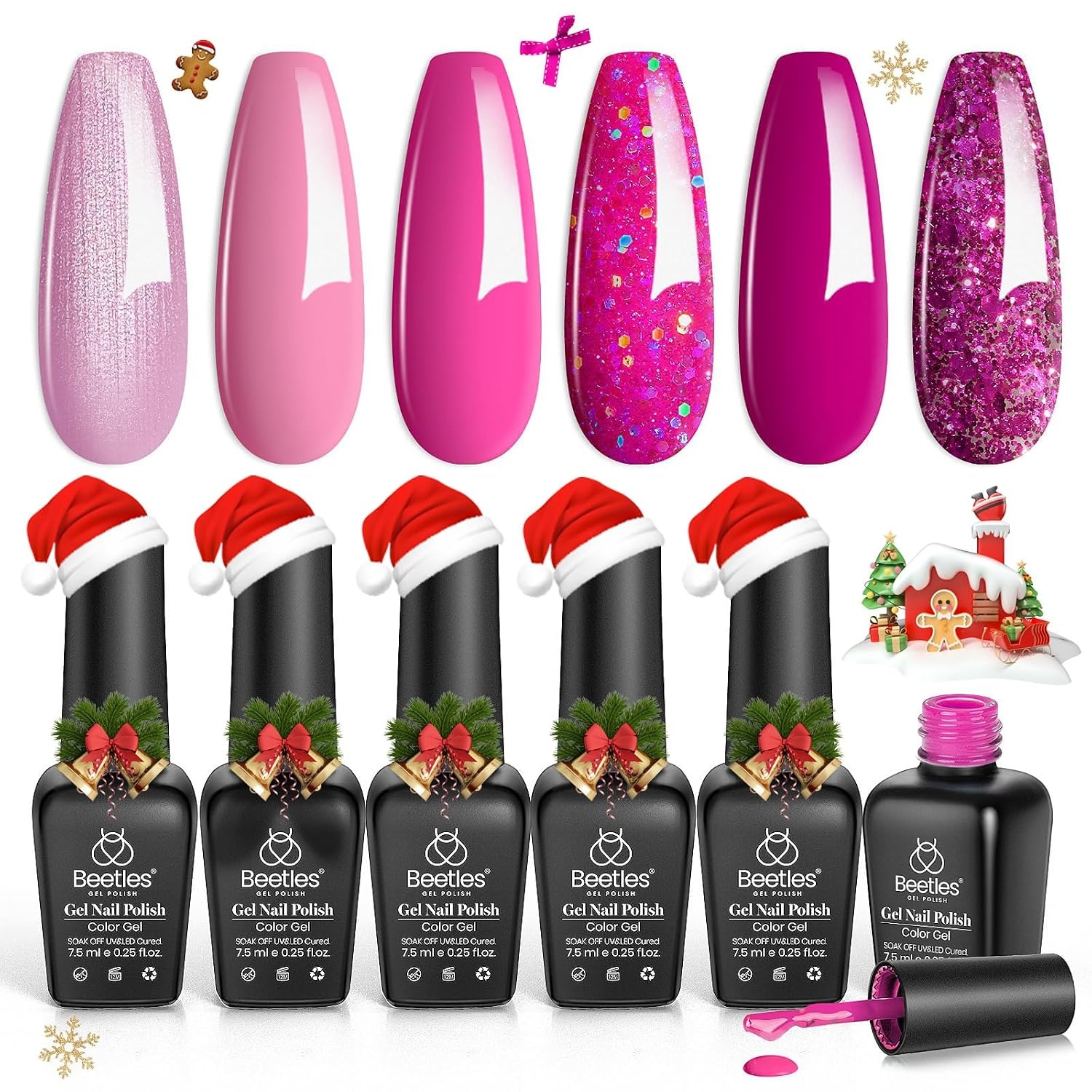 image:imageBeetles Red Gel Nail Polish Set Ruby Hour 6 Colors Jelly Gel Polish Kit Fall Gel Nail Kit Burgundy Wine Red Cherry Brown Sheer Translucent Effect Soak Off UV Salon DIY Gift for Women0Pink Angel