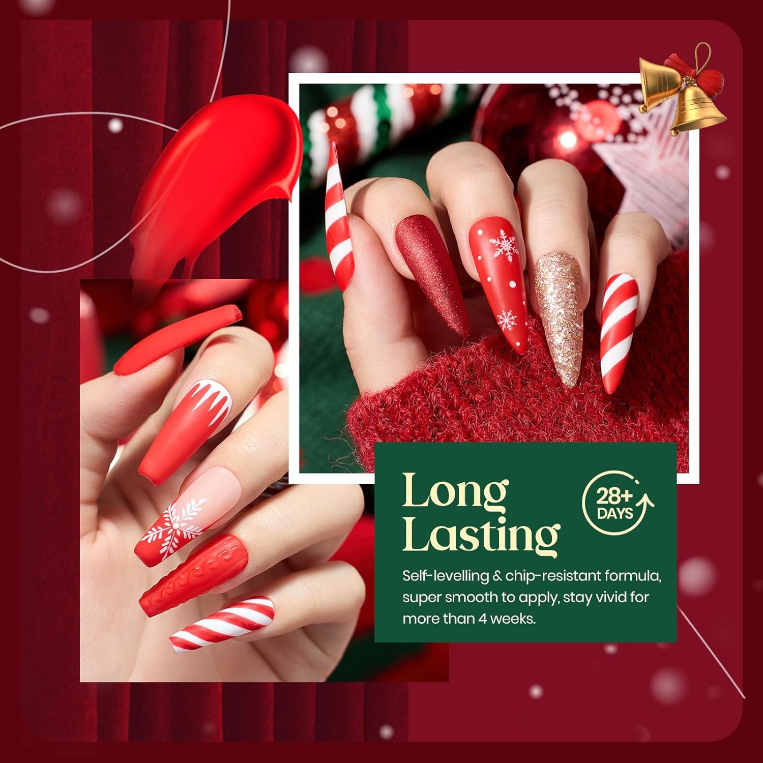 image:imageBeetles Red Gel Nail Polish Set Ruby Hour 6 Colors Jelly Gel Polish Kit Fall Gel Nail Kit Burgundy Wine Red Cherry Brown Sheer Translucent Effect Soak Off UV Salon DIY Gift for Women000Candy Cane