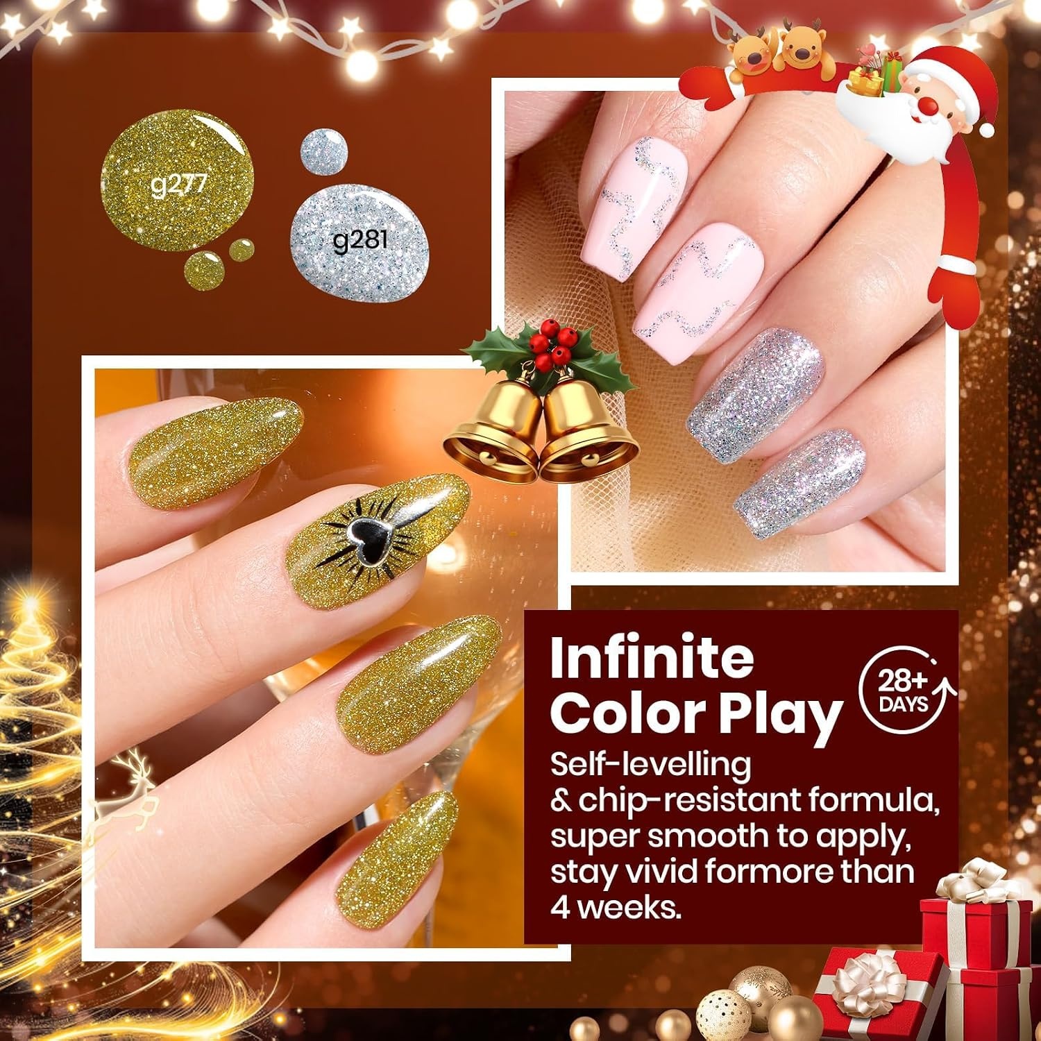 image:imageBeetles Red Gel Nail Polish Set Ruby Hour 6 Colors Jelly Gel Polish Kit Fall Gel Nail Kit Burgundy Wine Red Cherry Brown Sheer Translucent Effect Soak Off UV Salon DIY Gift for Women000Glitter Vintage Luminary