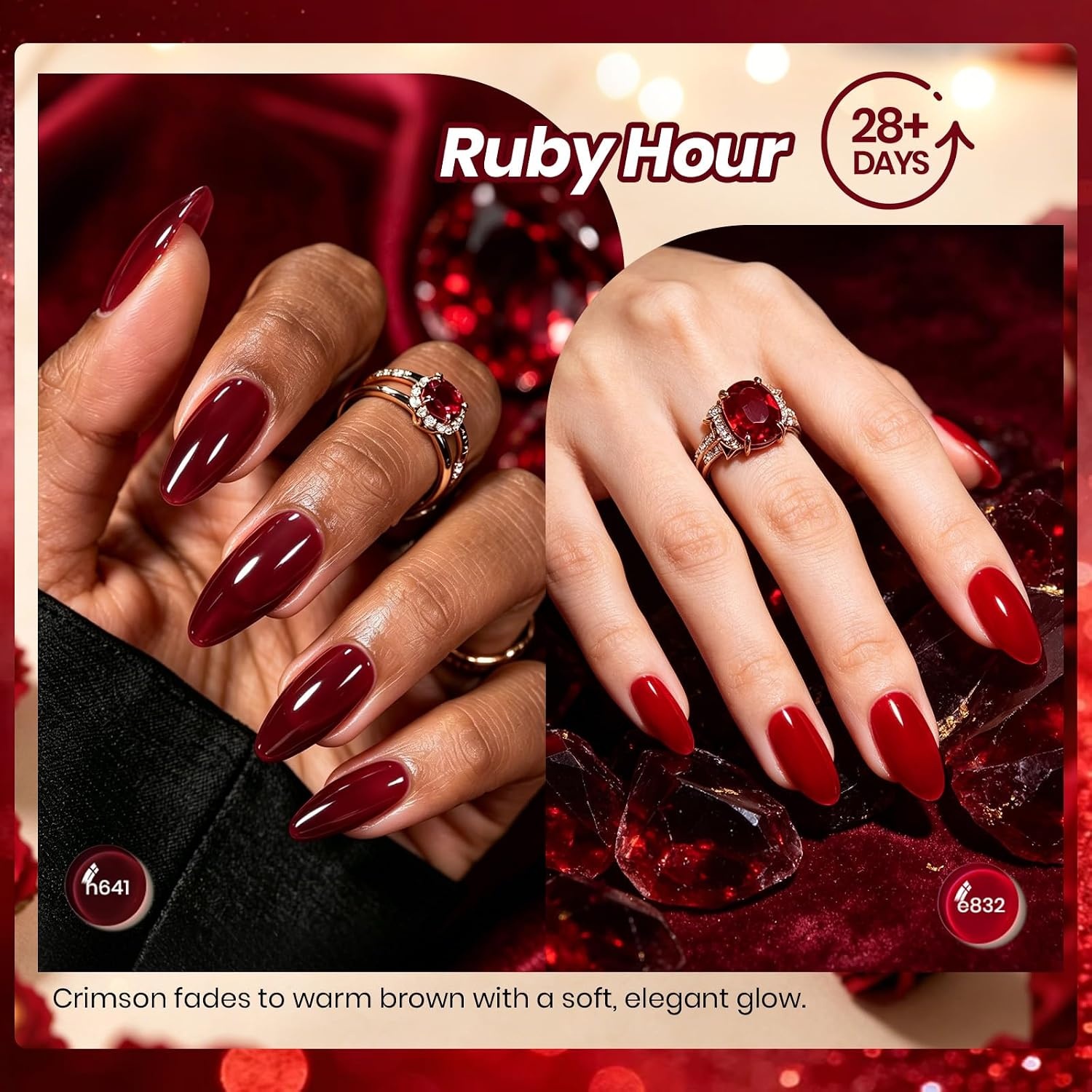 image:imageBeetles Red Gel Nail Polish Set Ruby Hour 6 Colors Jelly Gel Polish Kit Fall Gel Nail Kit Burgundy Wine Red Cherry Brown Sheer Translucent Effect Soak Off UV Salon DIY Gift for WomenA Sheer Red Ruby Hour
