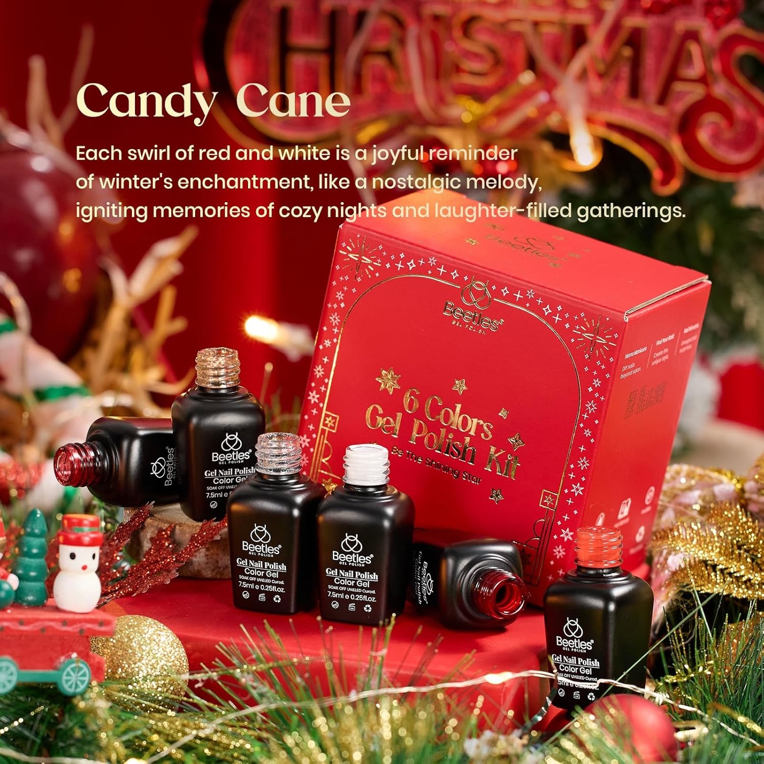 image:imageBeetles Red Gel Nail Polish Set Ruby Hour 6 Colors Jelly Gel Polish Kit Fall Gel Nail Kit Burgundy Wine Red Cherry Brown Sheer Translucent Effect Soak Off UV Salon DIY Gift for Women000Candy Cane