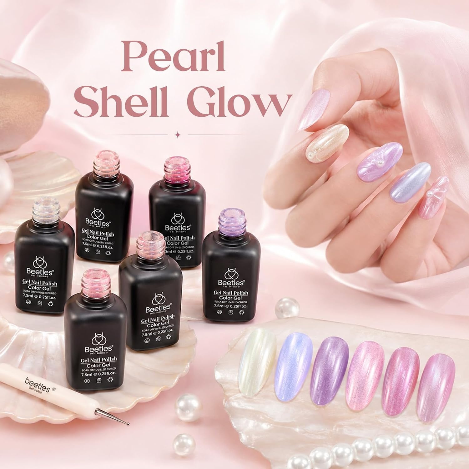 image:imageBeetles Red Gel Nail Polish Set Ruby Hour 6 Colors Jelly Gel Polish Kit Fall Gel Nail Kit Burgundy Wine Red Cherry Brown Sheer Translucent Effect Soak Off UV Salon DIY Gift for Women00Pearl Gel Polish