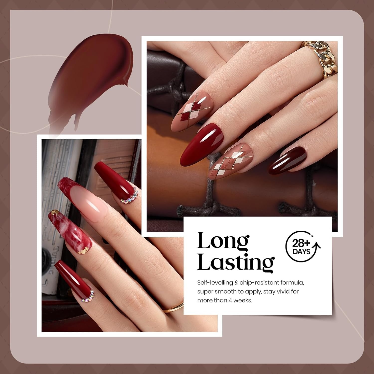 image:imageBeetles Red Gel Nail Polish Set Ruby Hour 6 Colors Jelly Gel Polish Kit Fall Gel Nail Kit Burgundy Wine Red Cherry Brown Sheer Translucent Effect Soak Off UV Salon DIY Gift for Women000Academia Aesthetic