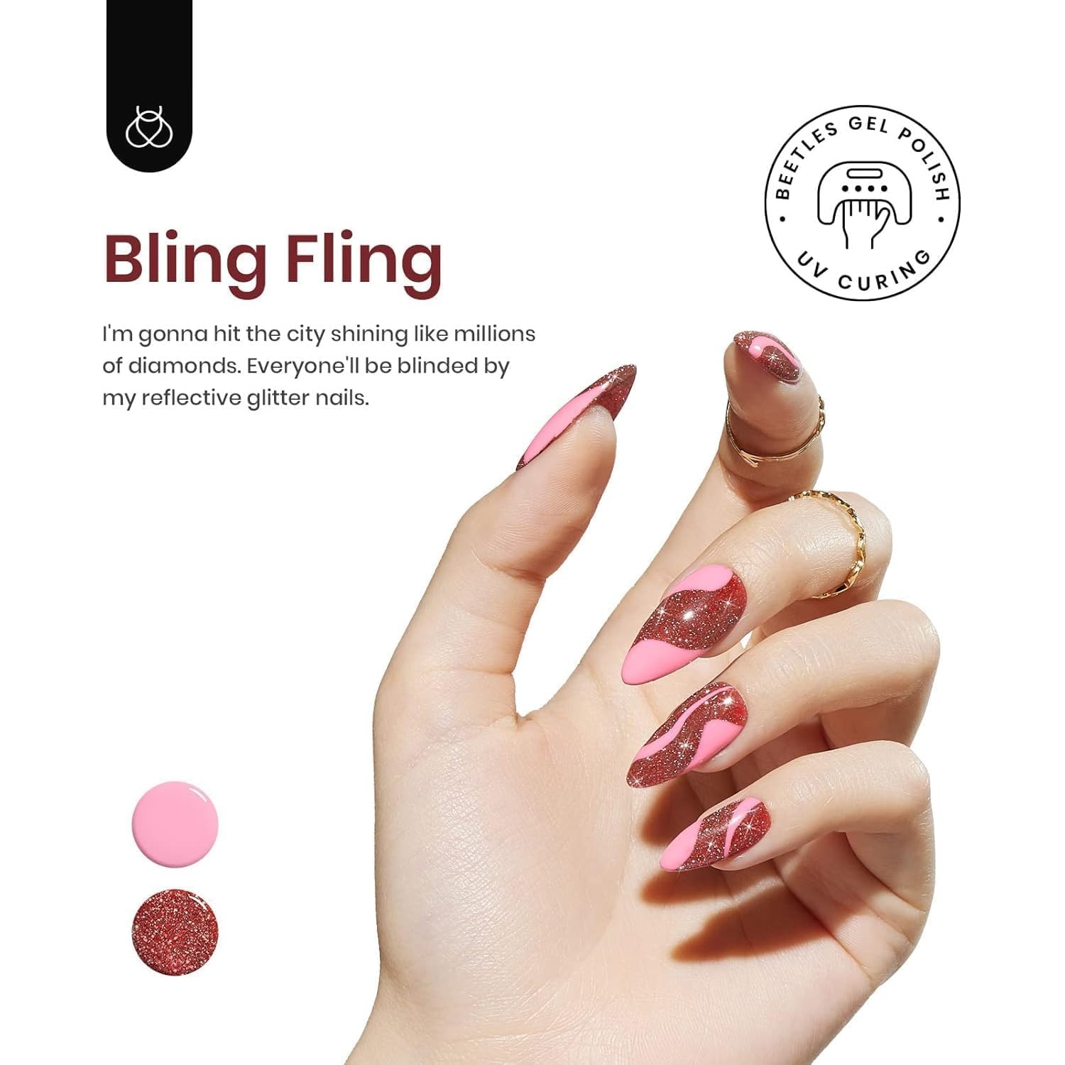 image:imageBeetles Red Gel Nail Polish Set Ruby Hour 6 Colors Jelly Gel Polish Kit Fall Gel Nail Kit Burgundy Wine Red Cherry Brown Sheer Translucent Effect Soak Off UV Salon DIY Gift for Women00Reflective Glitter Gel Polish Set