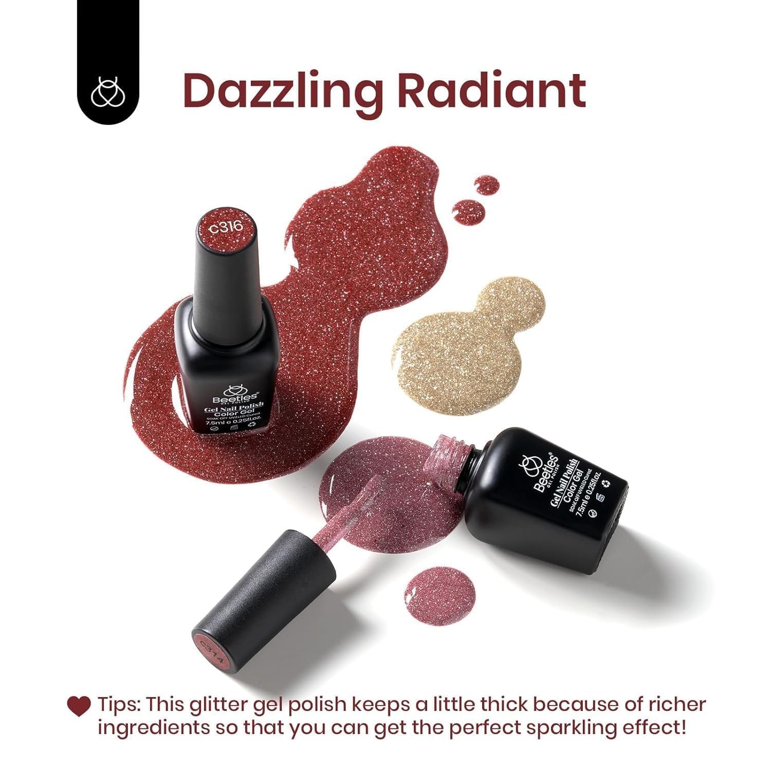 image:imageBeetles Red Gel Nail Polish Set Ruby Hour 6 Colors Jelly Gel Polish Kit Fall Gel Nail Kit Burgundy Wine Red Cherry Brown Sheer Translucent Effect Soak Off UV Salon DIY Gift for Women00Reflective Glitter Gel Polish Set