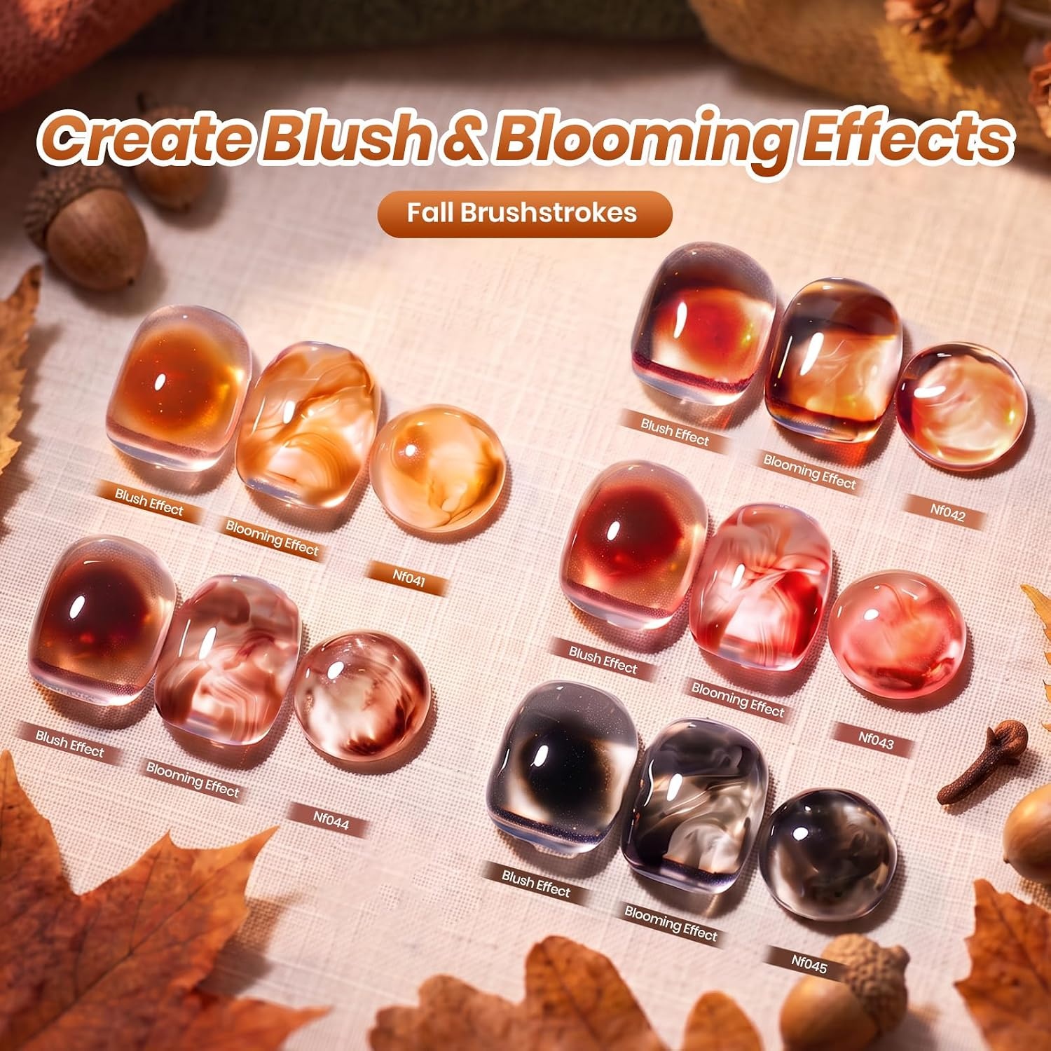 image:imageBeetles Red Gel Nail Polish Set Ruby Hour 6 Colors Jelly Gel Polish Kit Fall Gel Nail Kit Burgundy Wine Red Cherry Brown Sheer Translucent Effect Soak Off UV Salon DIY Gift for WomenAMixed Finishes Fall Brushstrokes