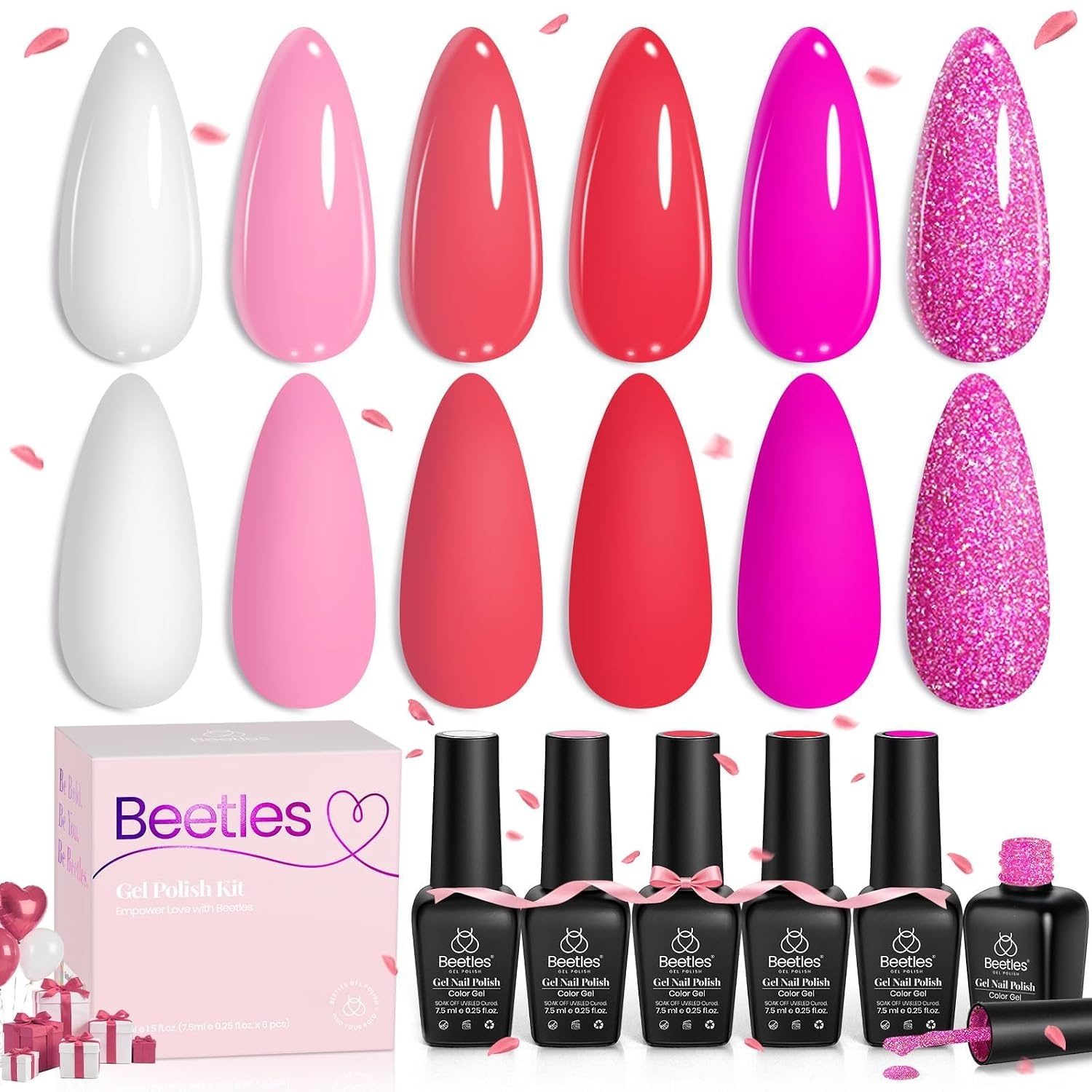 image:imageBeetles Red Gel Nail Polish Set Ruby Hour 6 Colors Jelly Gel Polish Kit Fall Gel Nail Kit Burgundy Wine Red Cherry Brown Sheer Translucent Effect Soak Off UV Salon DIY Gift for WomenPink Flamingo