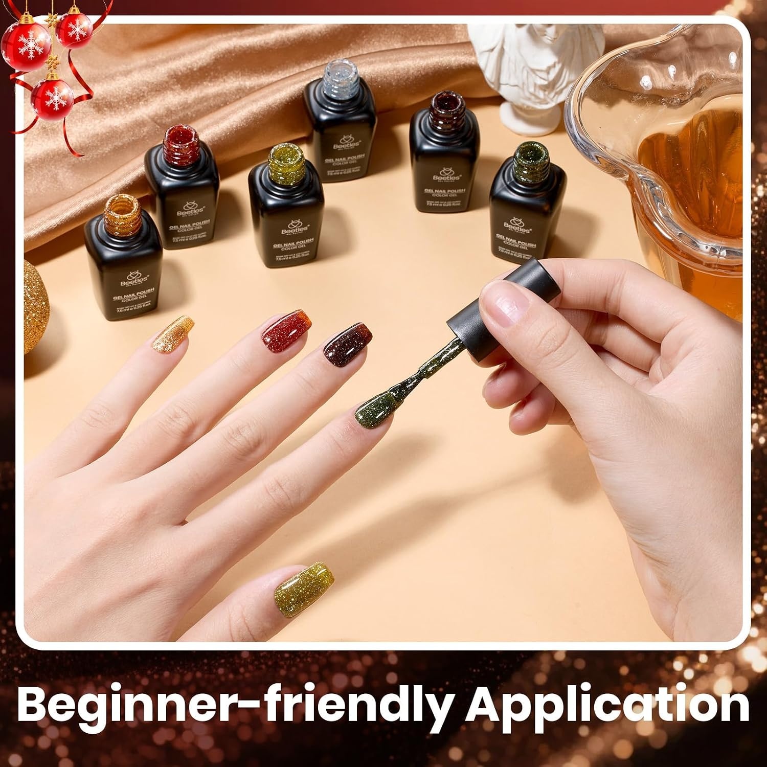 image:imageBeetles Red Gel Nail Polish Set Ruby Hour 6 Colors Jelly Gel Polish Kit Fall Gel Nail Kit Burgundy Wine Red Cherry Brown Sheer Translucent Effect Soak Off UV Salon DIY Gift for Women000Glitter Vintage Luminary