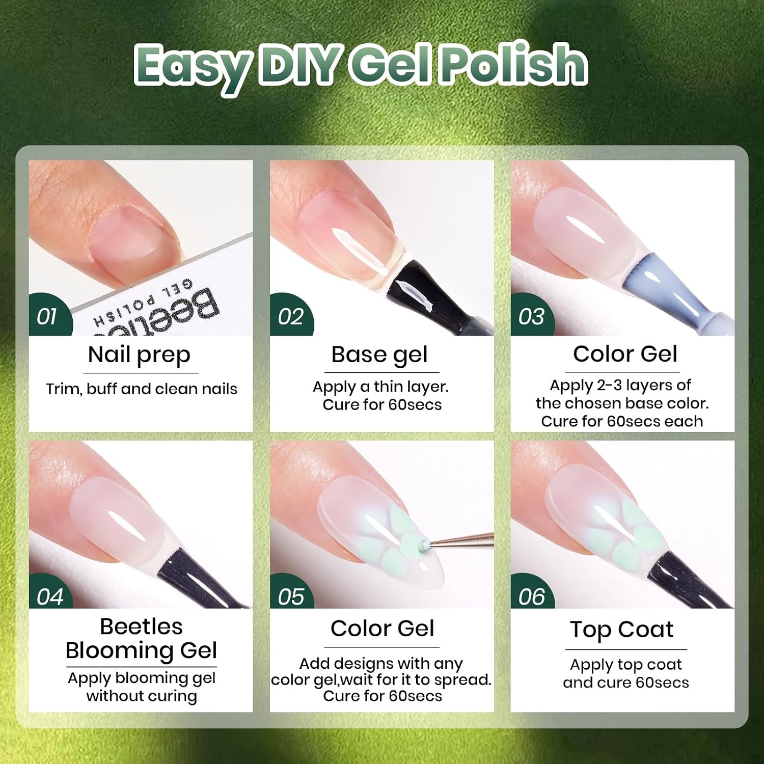 image:imageBeetles Red Gel Nail Polish Set Ruby Hour 6 Colors Jelly Gel Polish Kit Fall Gel Nail Kit Burgundy Wine Red Cherry Brown Sheer Translucent Effect Soak Off UV Salon DIY Gift for WomenA Mixed Finishes Forest Spectrum