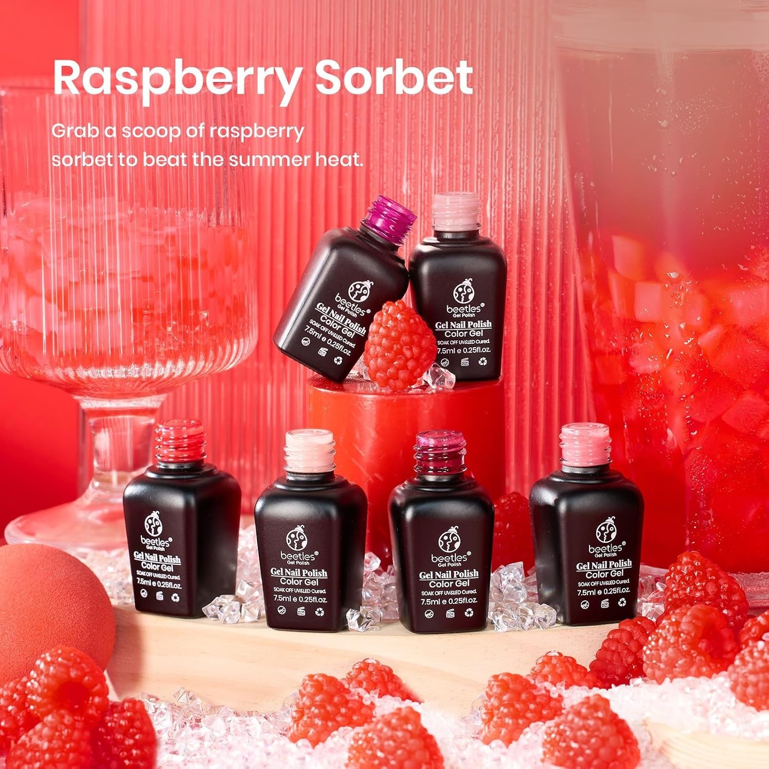 image:imageBeetles Red Gel Nail Polish Set Ruby Hour 6 Colors Jelly Gel Polish Kit Fall Gel Nail Kit Burgundy Wine Red Cherry Brown Sheer Translucent Effect Soak Off UV Salon DIY Gift for Women000Raspberry Sorbet