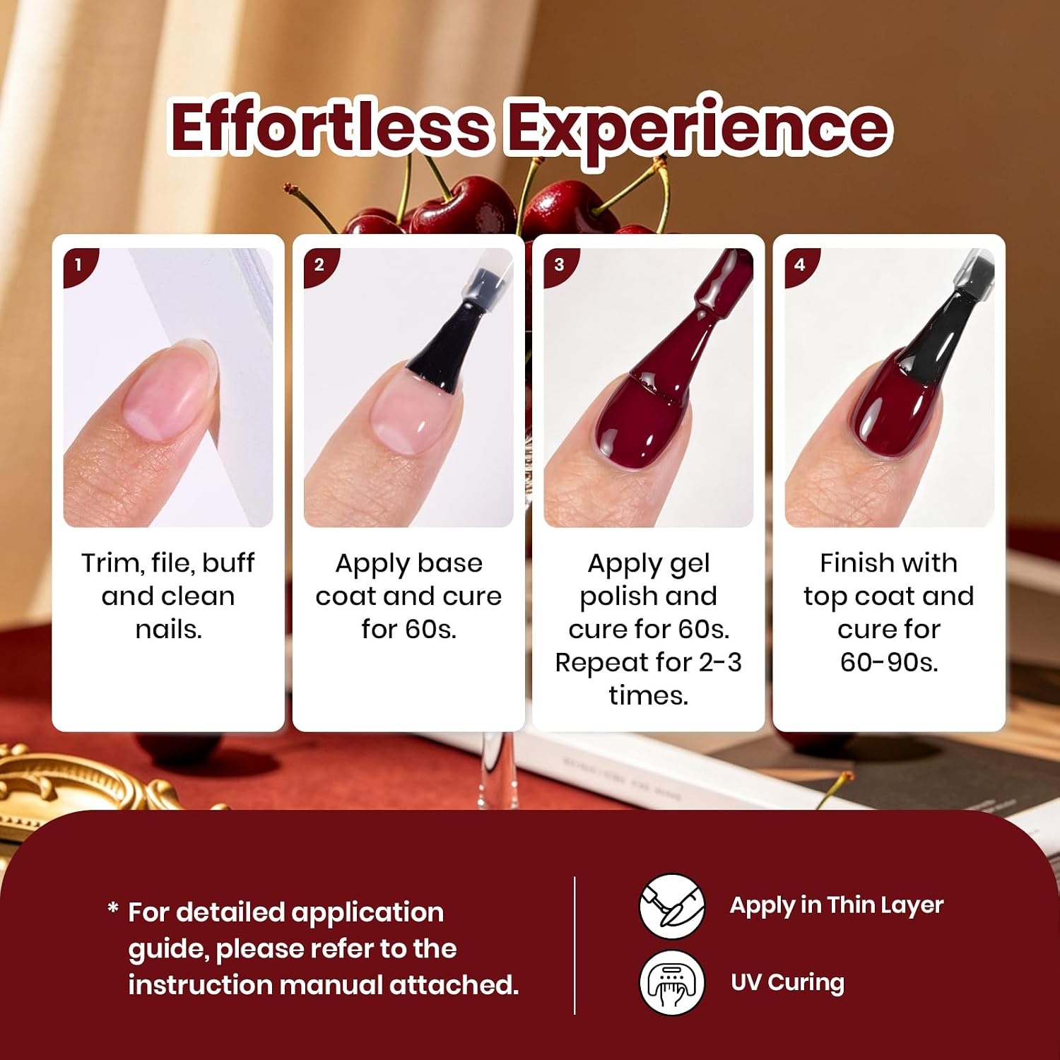 image:imageBeetles Red Gel Polish Fall Nails Art Ruby Cherry Gel Nail Polish Same Color Bottle Soak Off UV Lamp LongLasting Manicure Salon DIY for Holiday