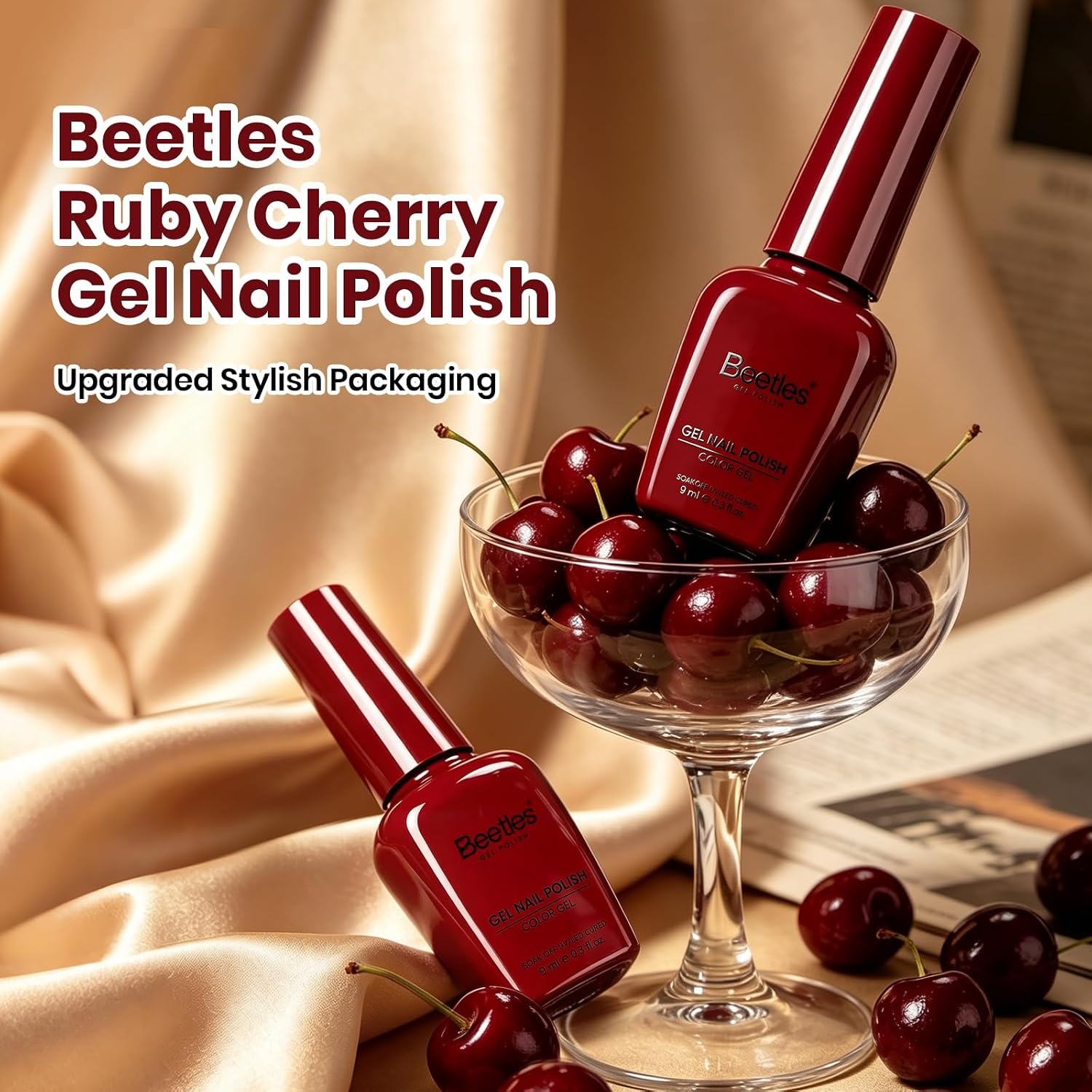 image:imageBeetles Red Gel Polish Fall Nails Art Ruby Cherry Gel Nail Polish Same Color Bottle Soak Off UV Lamp LongLasting Manicure Salon DIY for Holiday