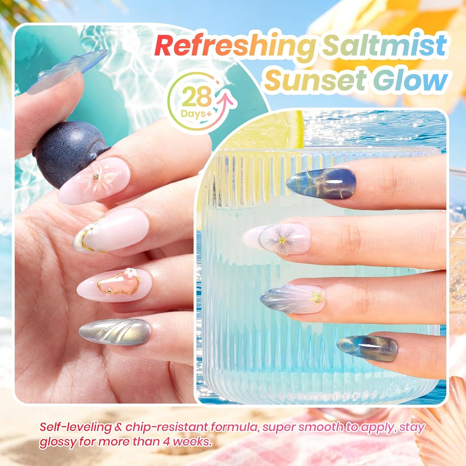 image:imageBeetles Siren Song Cat Eye Gel Nail Polish Set 6 Colors 9ml Fall Gel Blue Purple Magnetic Gel Polish Kit with Cat EyeampWater Ripple Magnets Stick Nail Charms Soak Off UV Nail Art Gift for WomenSaltmist Sunset